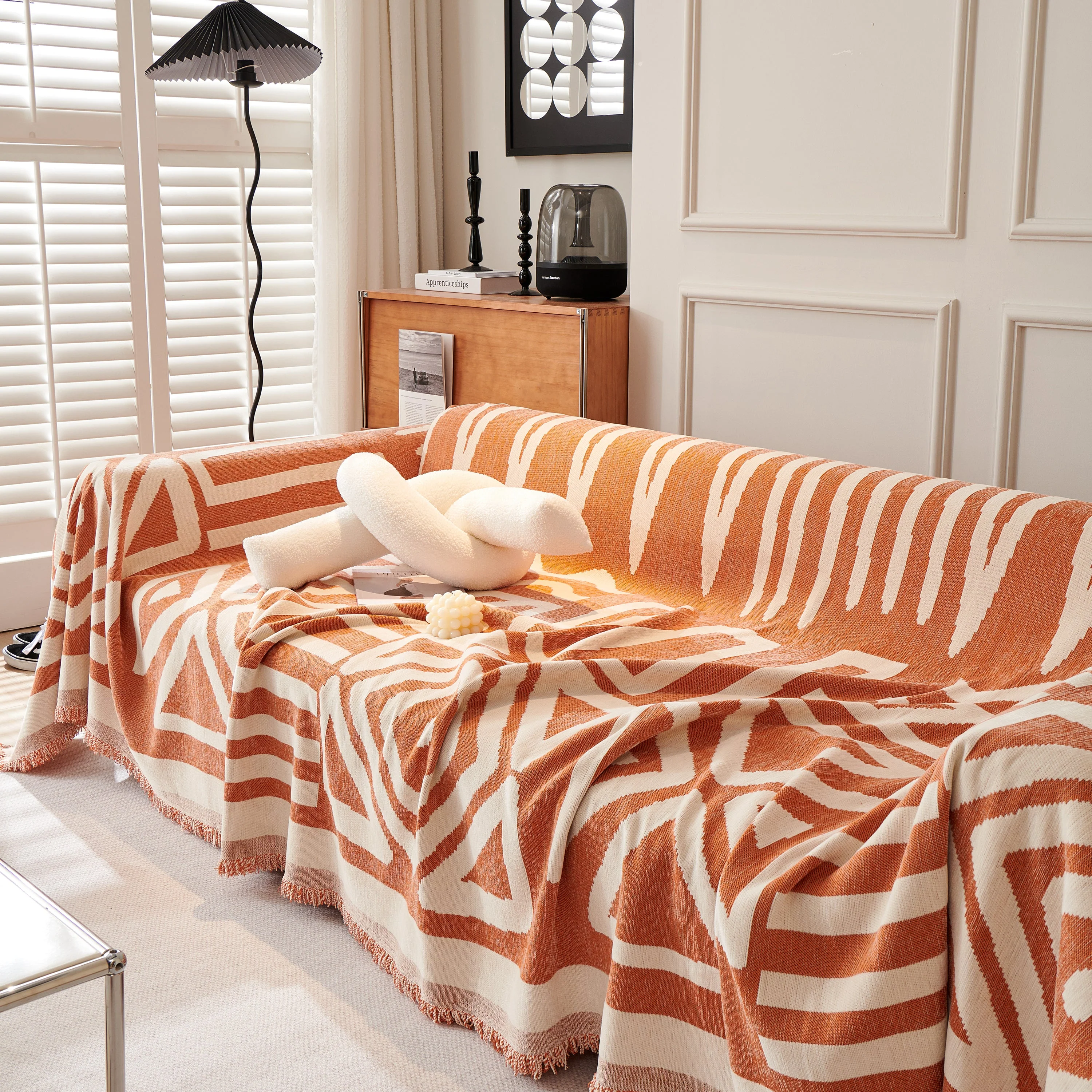 Chenille Geometric Sofa Throw Blanket, Boho Washable Furniture Throw Covers for Sofa - Image 33
