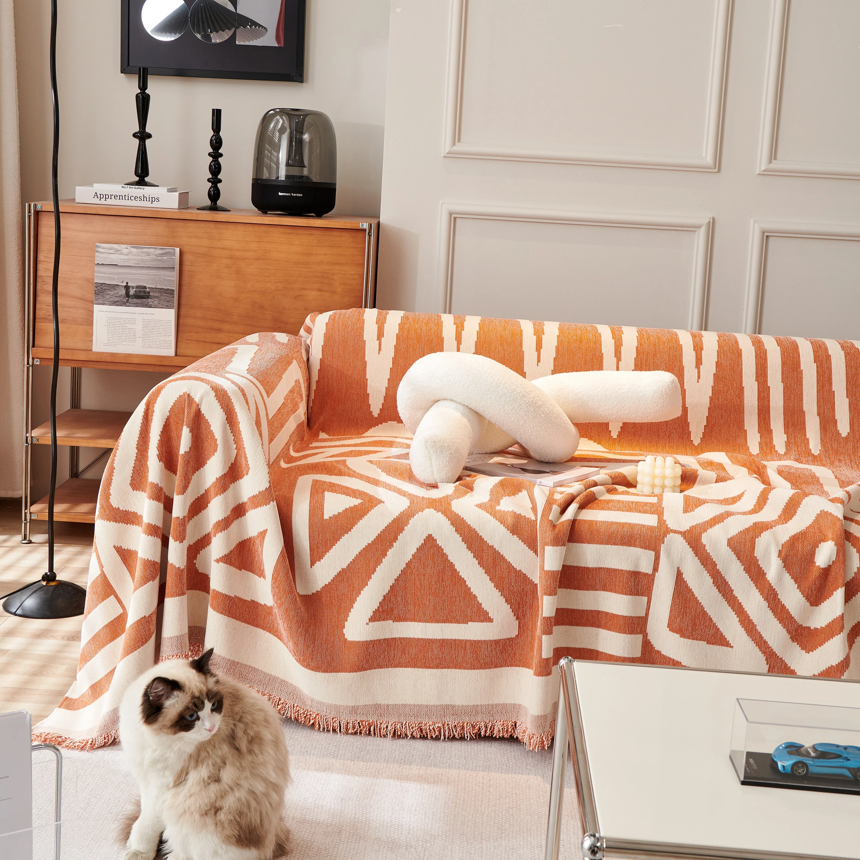 Chenille Geometric Sofa Throw Blanket, Boho Washable Furniture Throw Covers for Sofa - Image 34