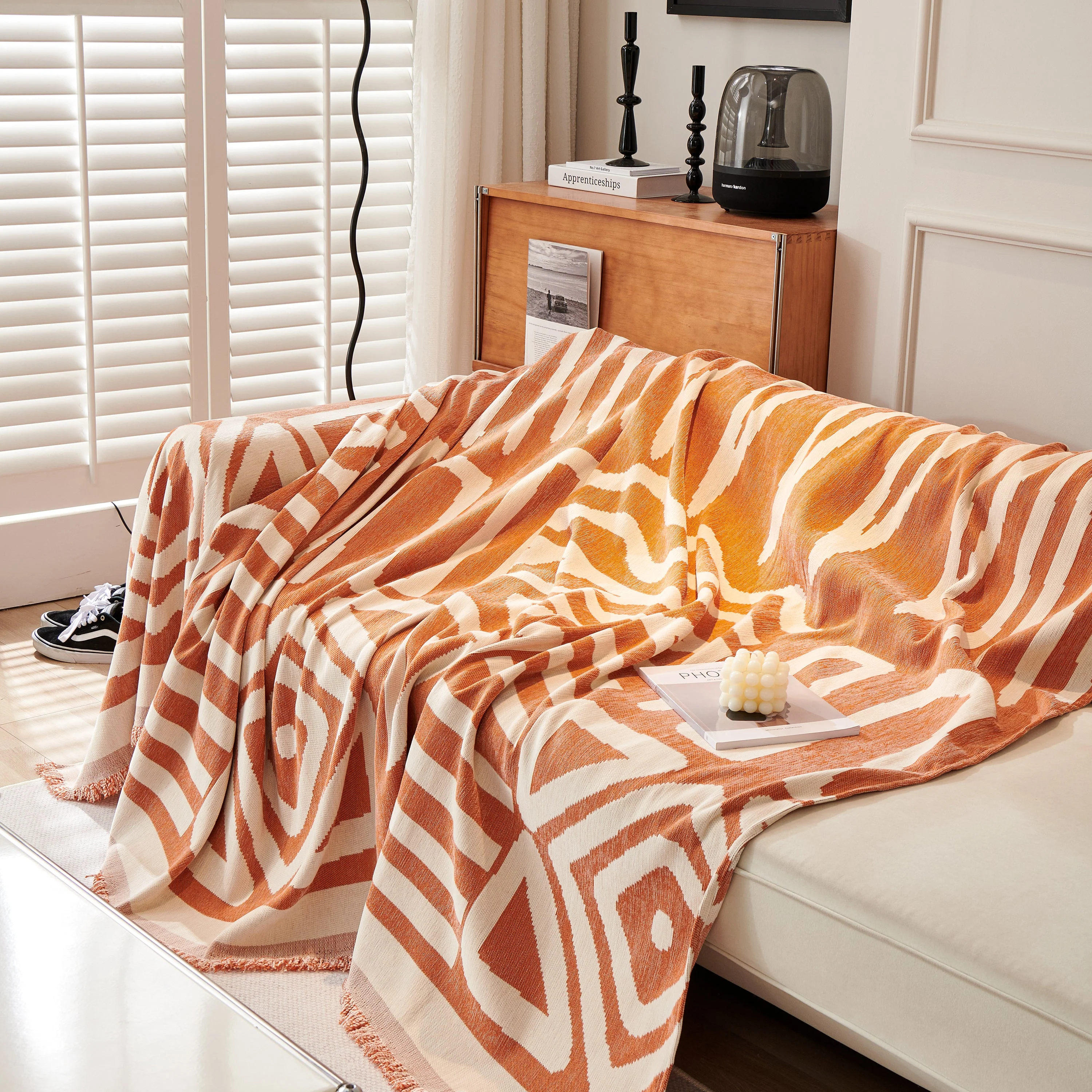 Chenille Geometric Sofa Throw Blanket, Boho Washable Furniture Throw Covers for Sofa - Image 36