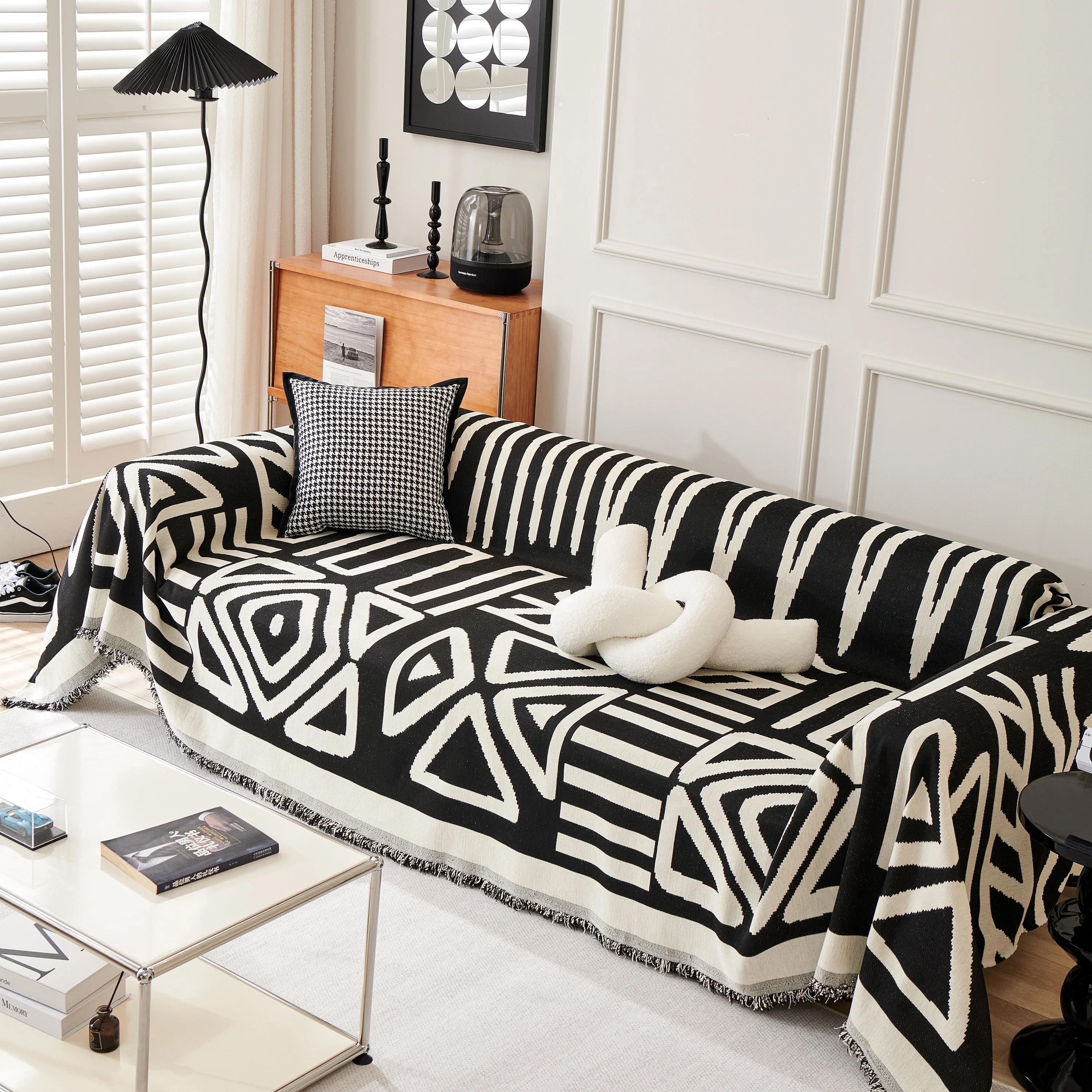 Chenille Geometric Sofa Throw Blanket, Boho Washable Furniture Throw Covers for Sofa - Image 4