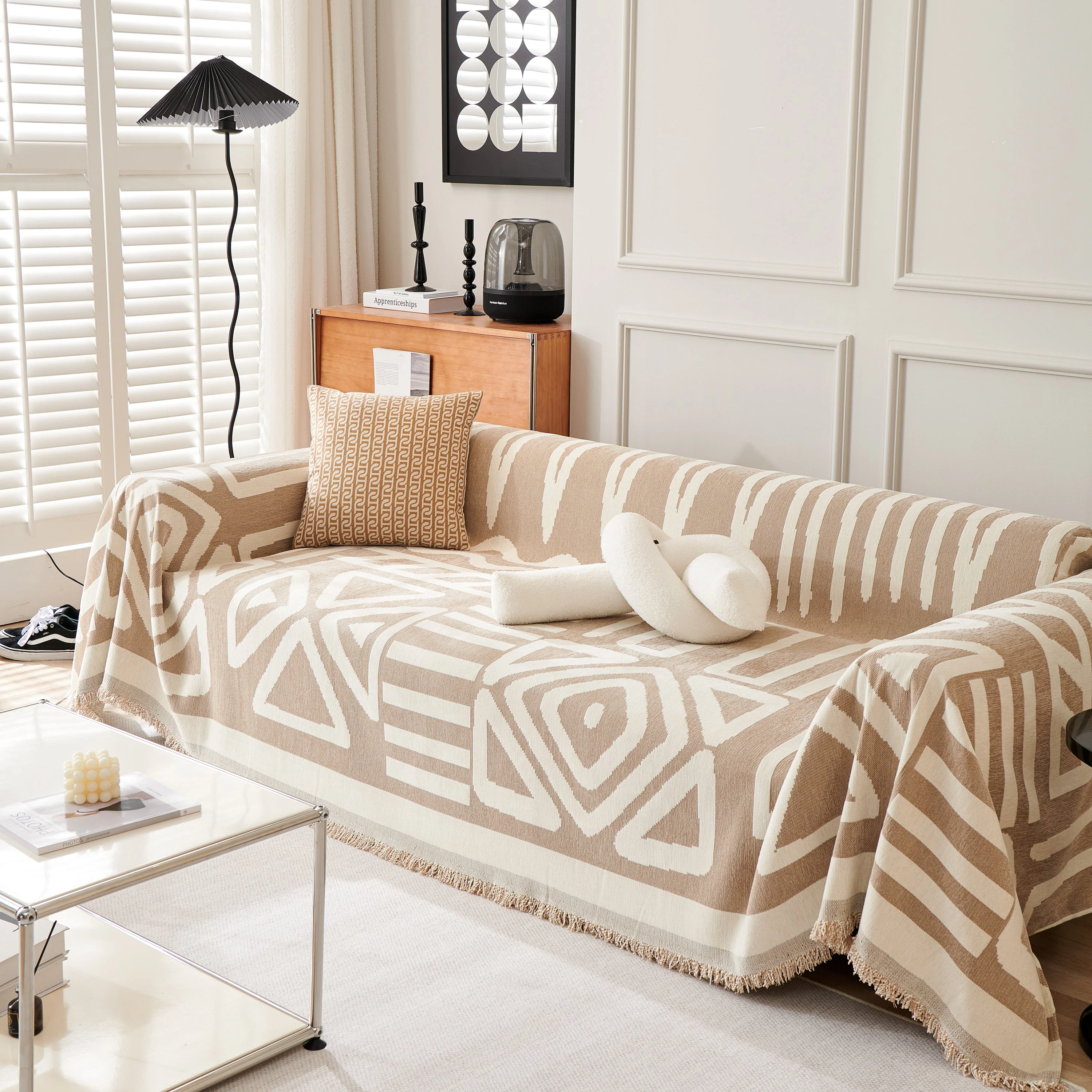 Chenille Geometric Sofa Throw Blanket, Boho Washable Furniture Throw Covers for Sofa - Image 67