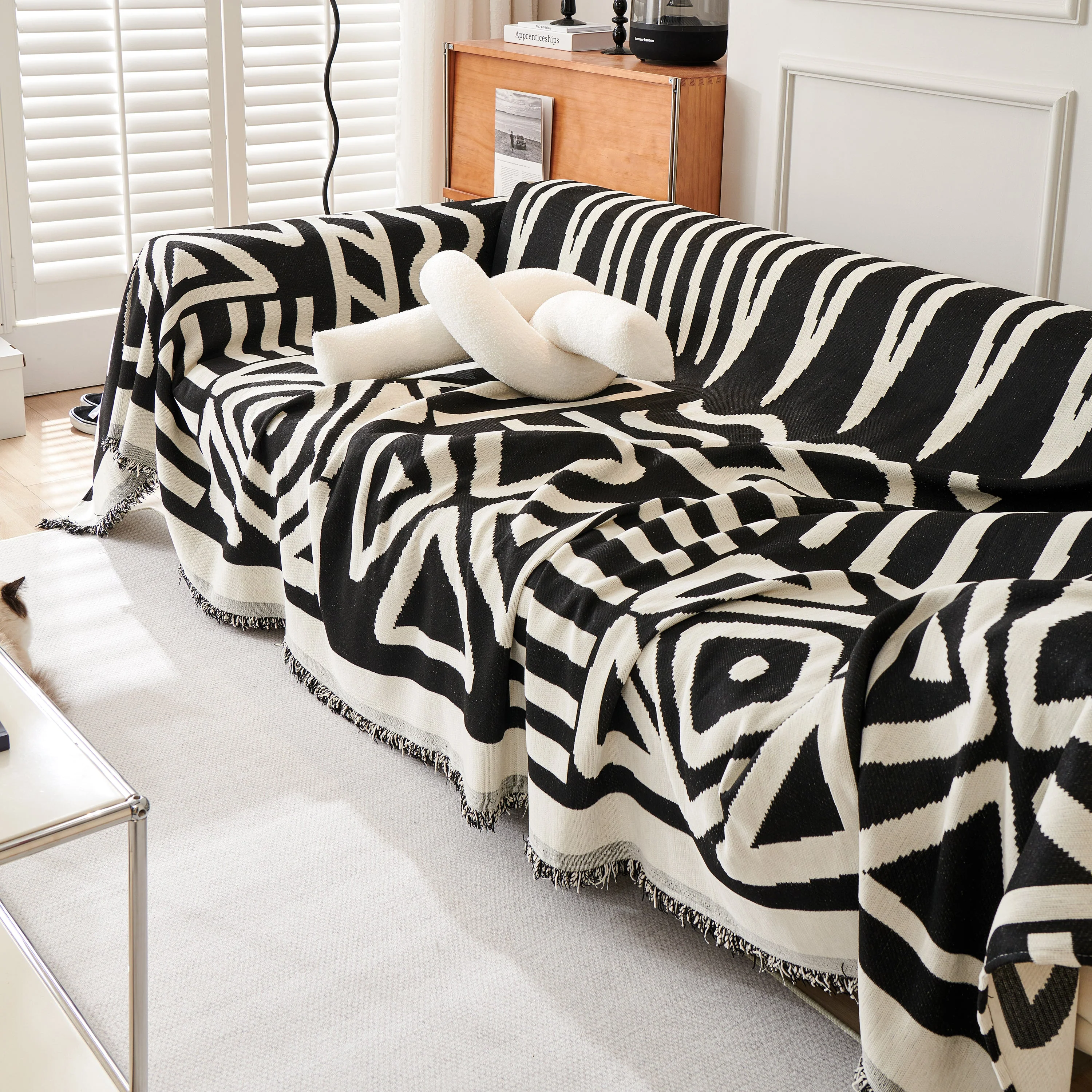 Chenille Geometric Sofa Throw Blanket, Boho Washable Furniture Throw Covers for Sofa - Image 7