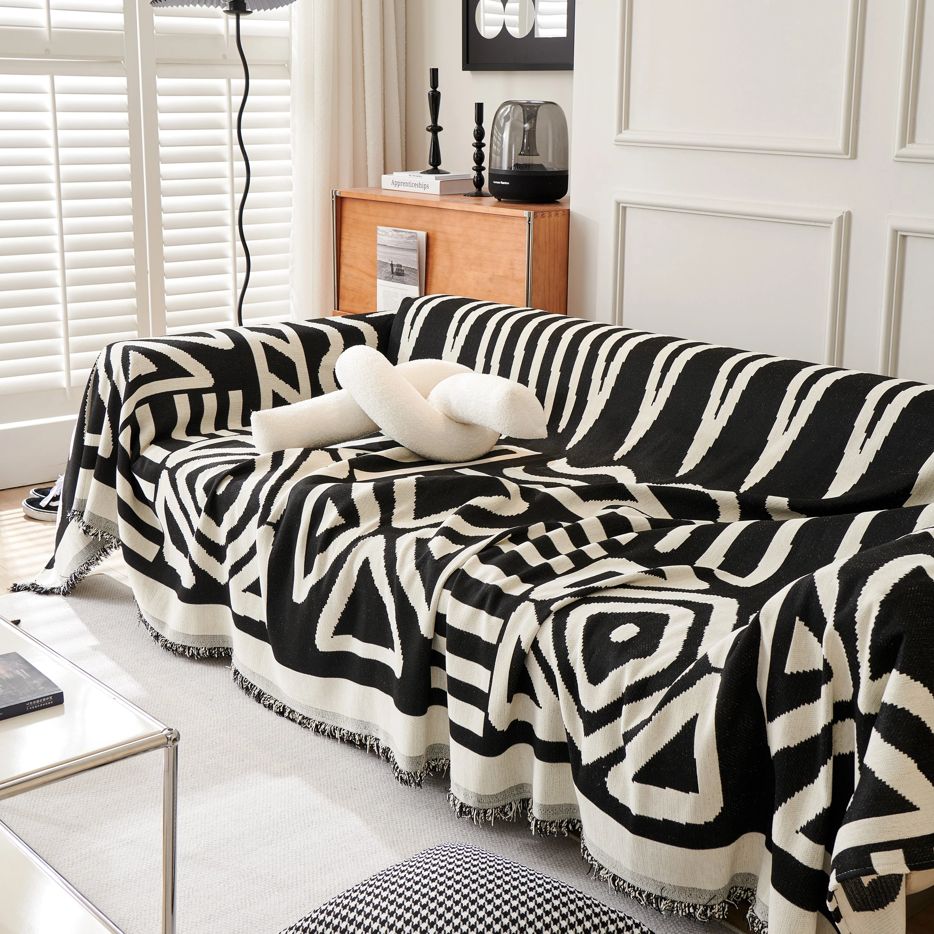 Chenille Geometric Sofa Throw Blanket, Boho Washable Furniture Throw Covers for Sofa - Image 8