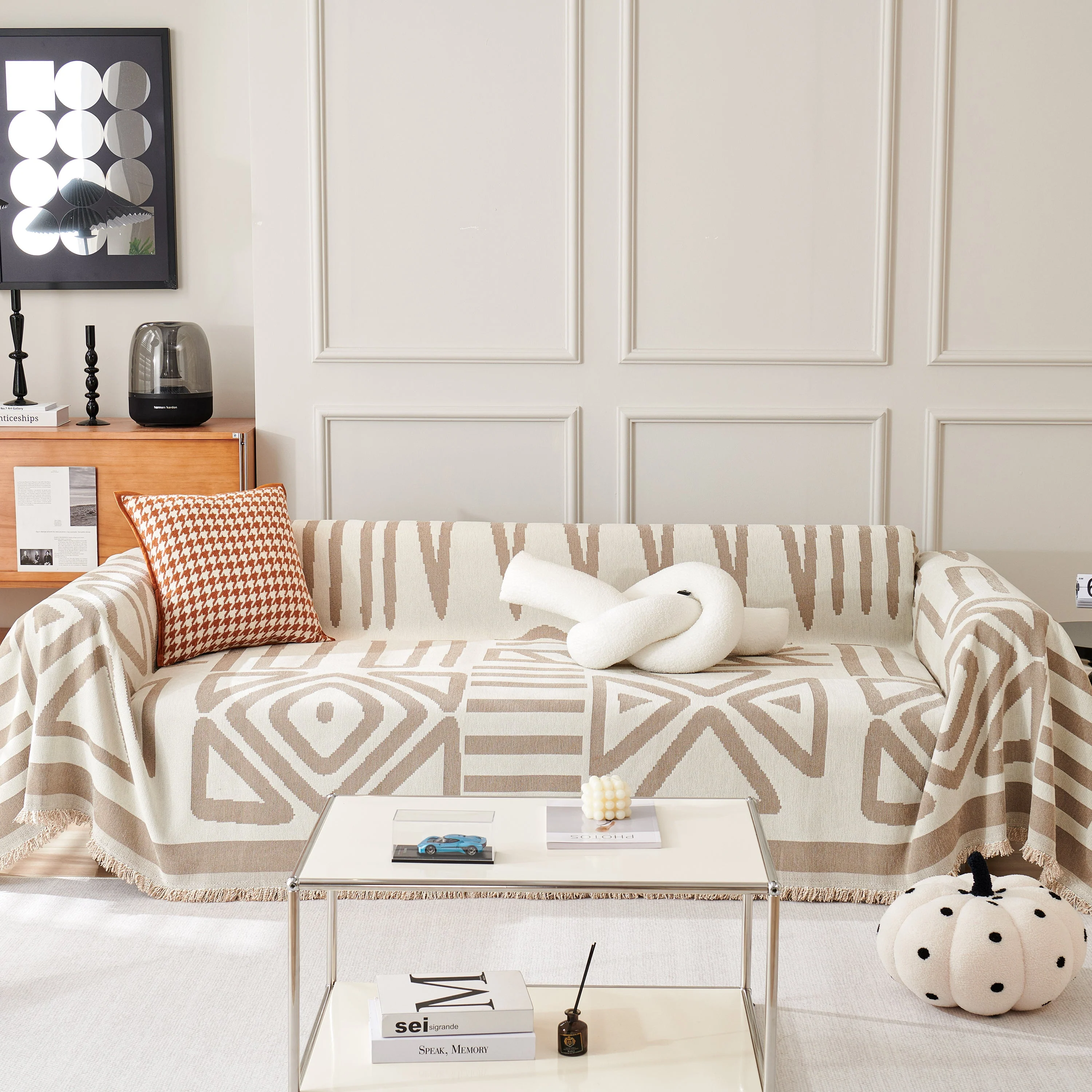 Chenille Geometric Sofa Throw Blanket, Boho Washable Furniture Throw Covers for Sofa - Image 84