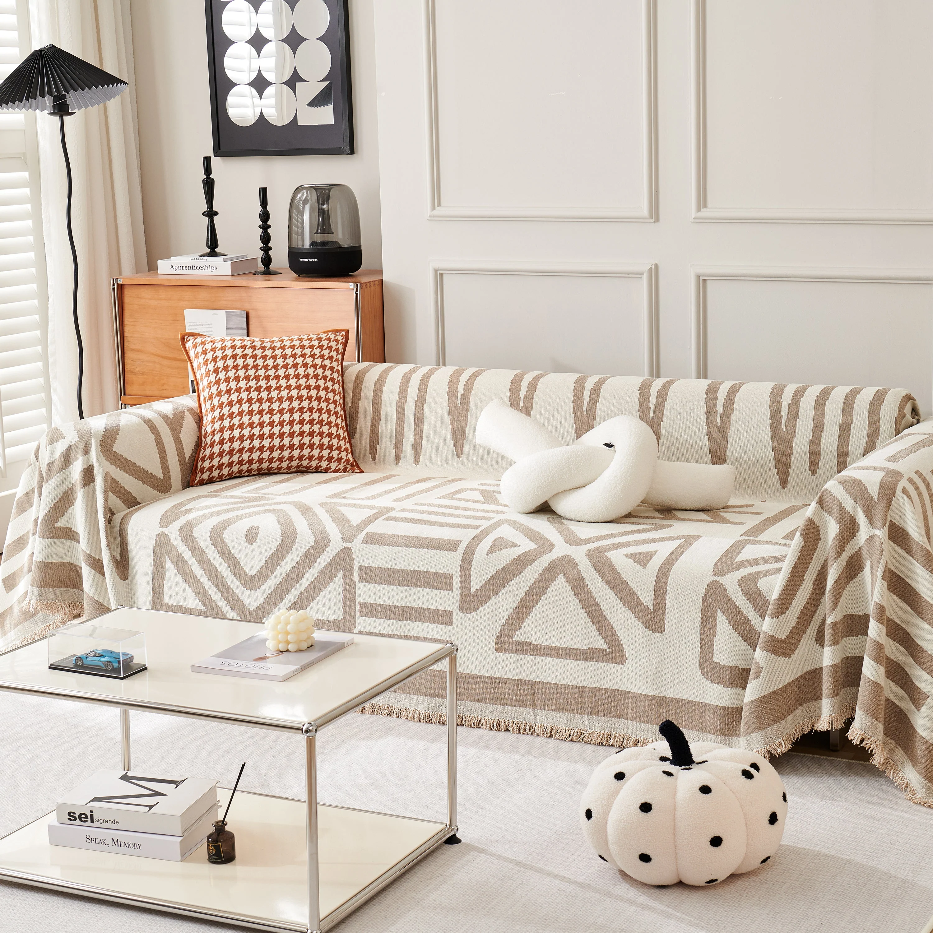 Chenille Geometric Sofa Throw Blanket, Boho Washable Furniture Throw Covers for Sofa - Image 86