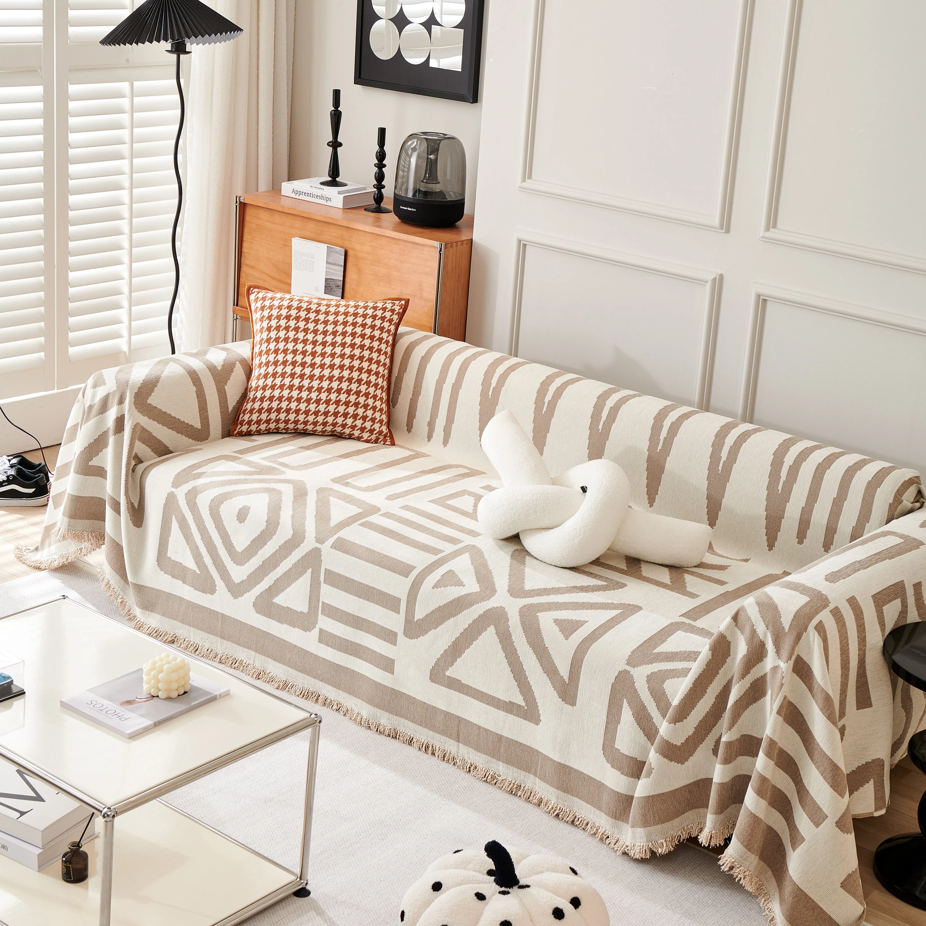 Chenille Geometric Sofa Throw Blanket, Boho Washable Furniture Throw Covers for Sofa - Image 87