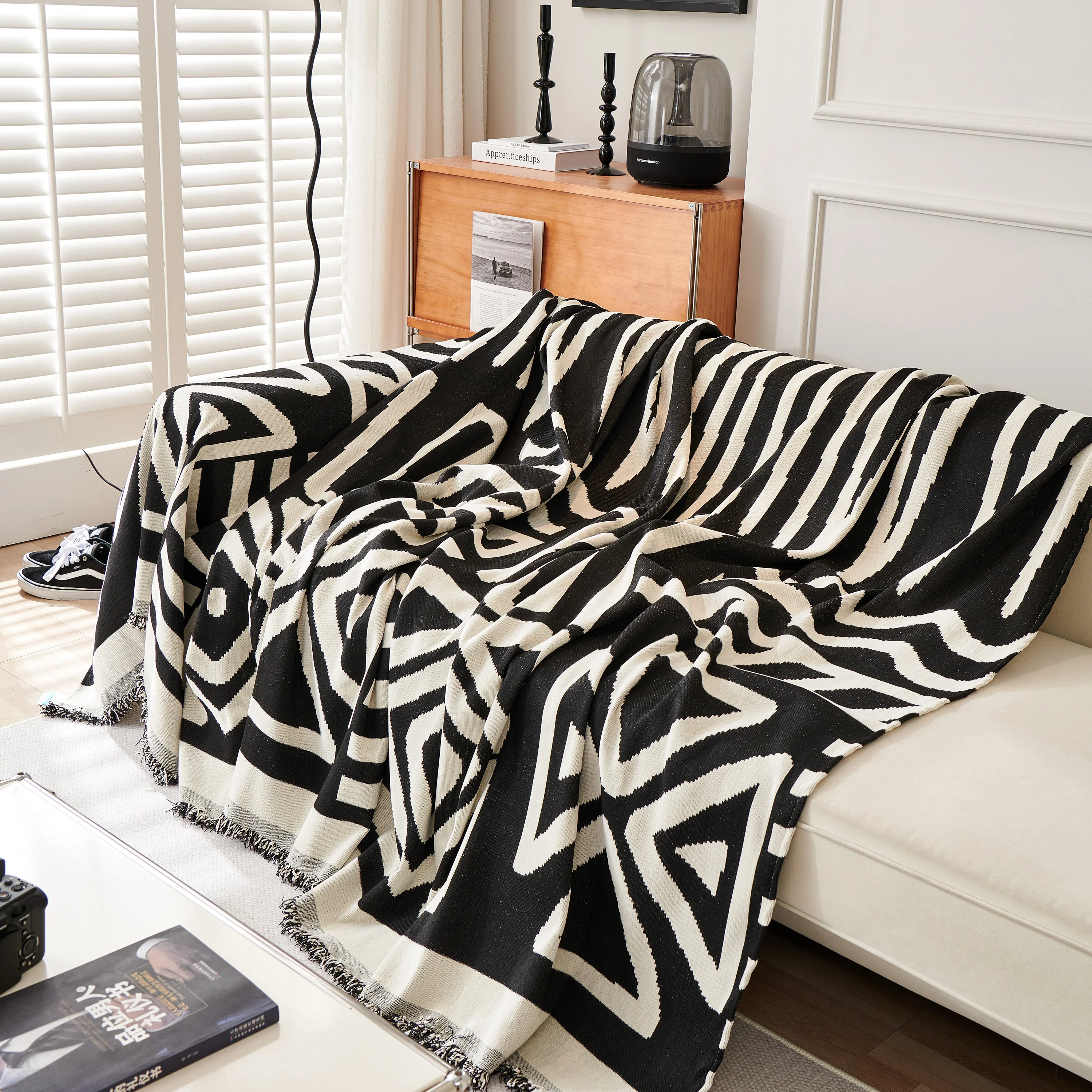 Chenille Geometric Sofa Throw Blanket, Boho Washable Furniture Throw Covers for Sofa - Image 9
