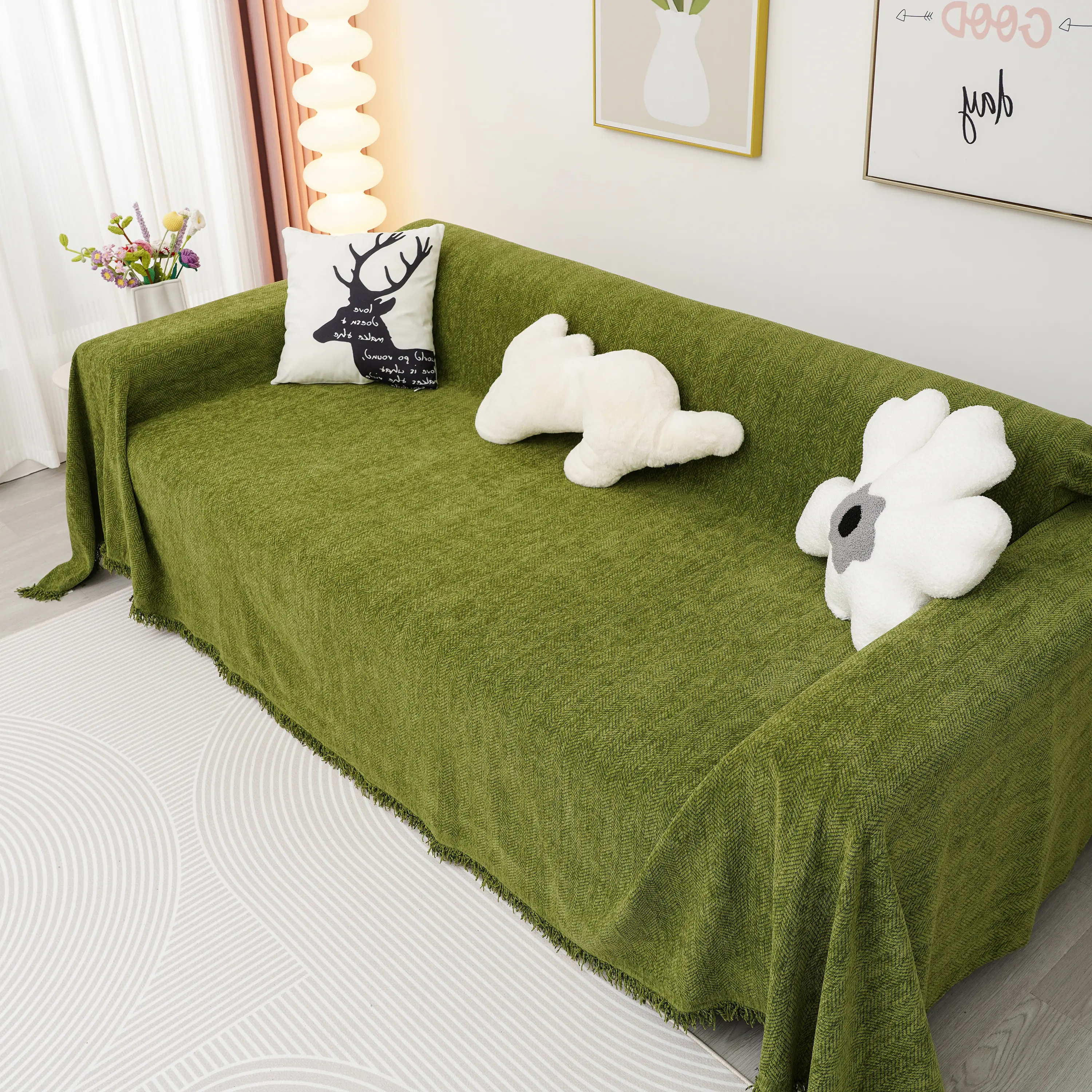 Chenille Herringbone Couch Cover Blanket, Sectional with Washable Covers, Furniture Covers for Sofas - Image 10