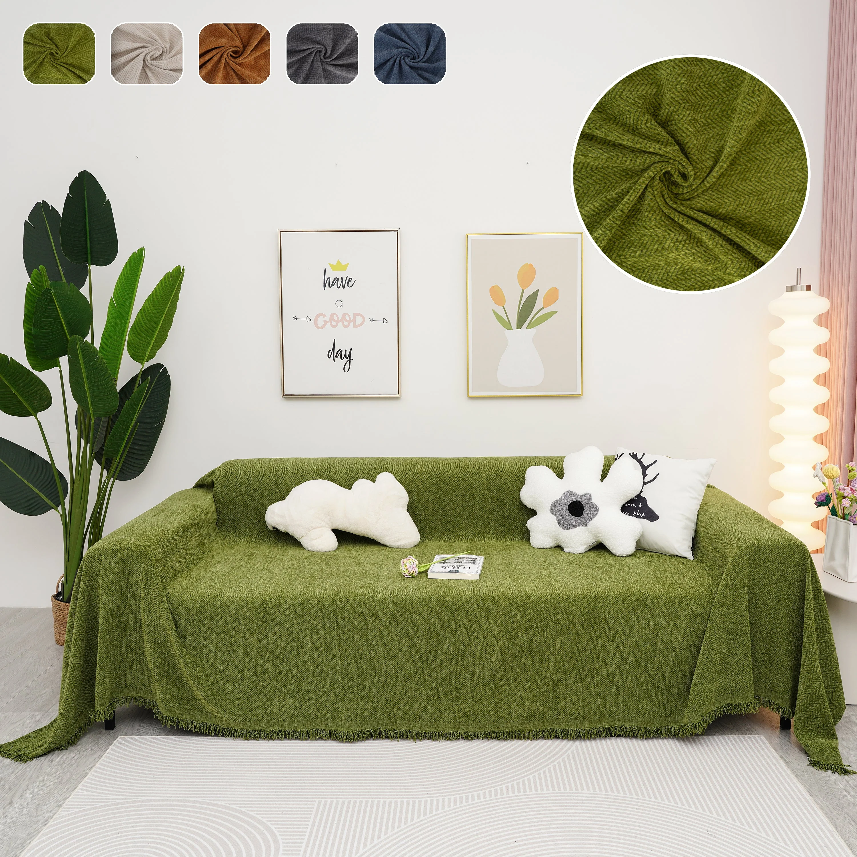 Chenille Herringbone Couch Cover Blanket, Sectional with Washable Covers, Furniture Covers for Sofas - Image 12