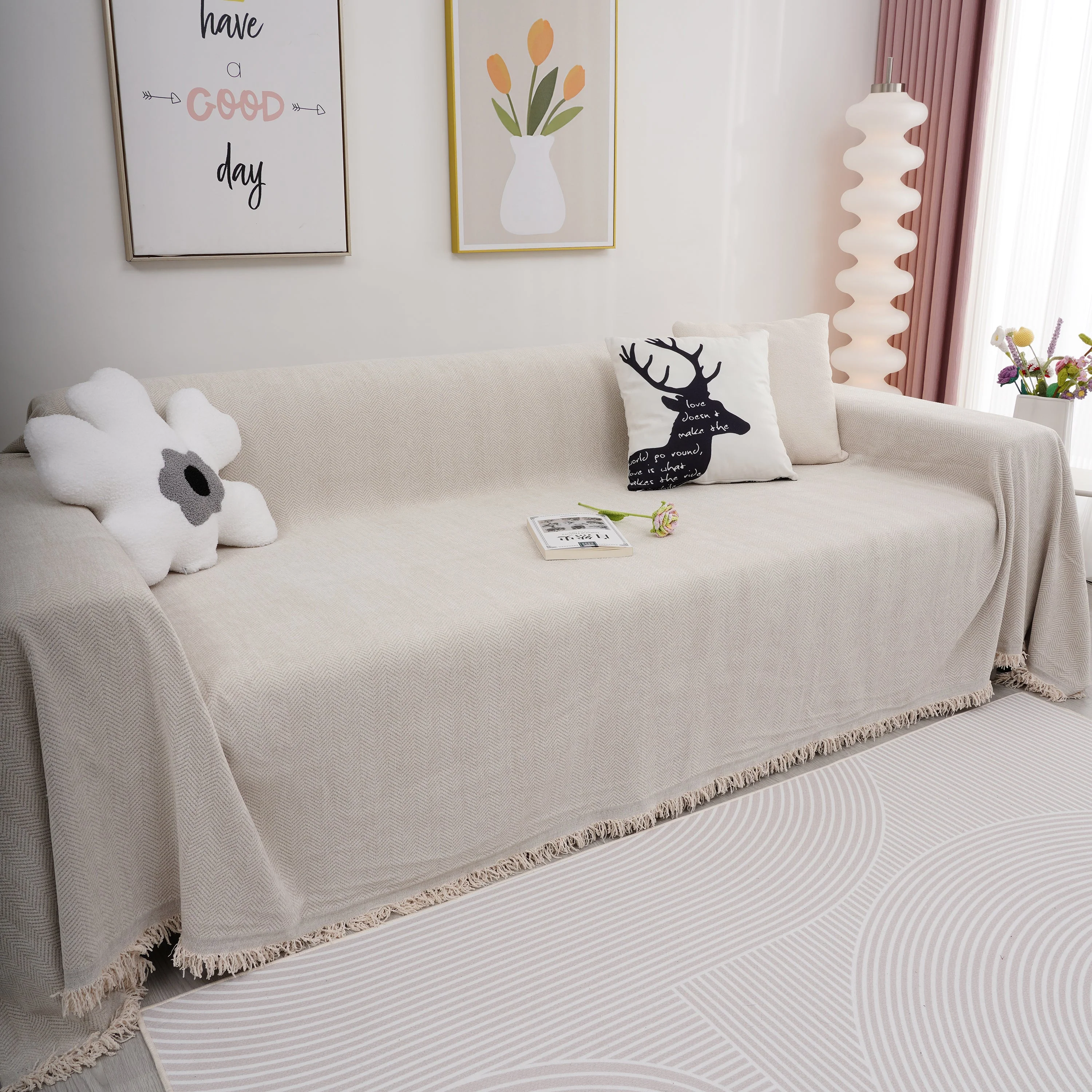 Chenille Herringbone Couch Cover Blanket, Sectional with Washable Covers, Furniture Covers for Sofas - Image 24