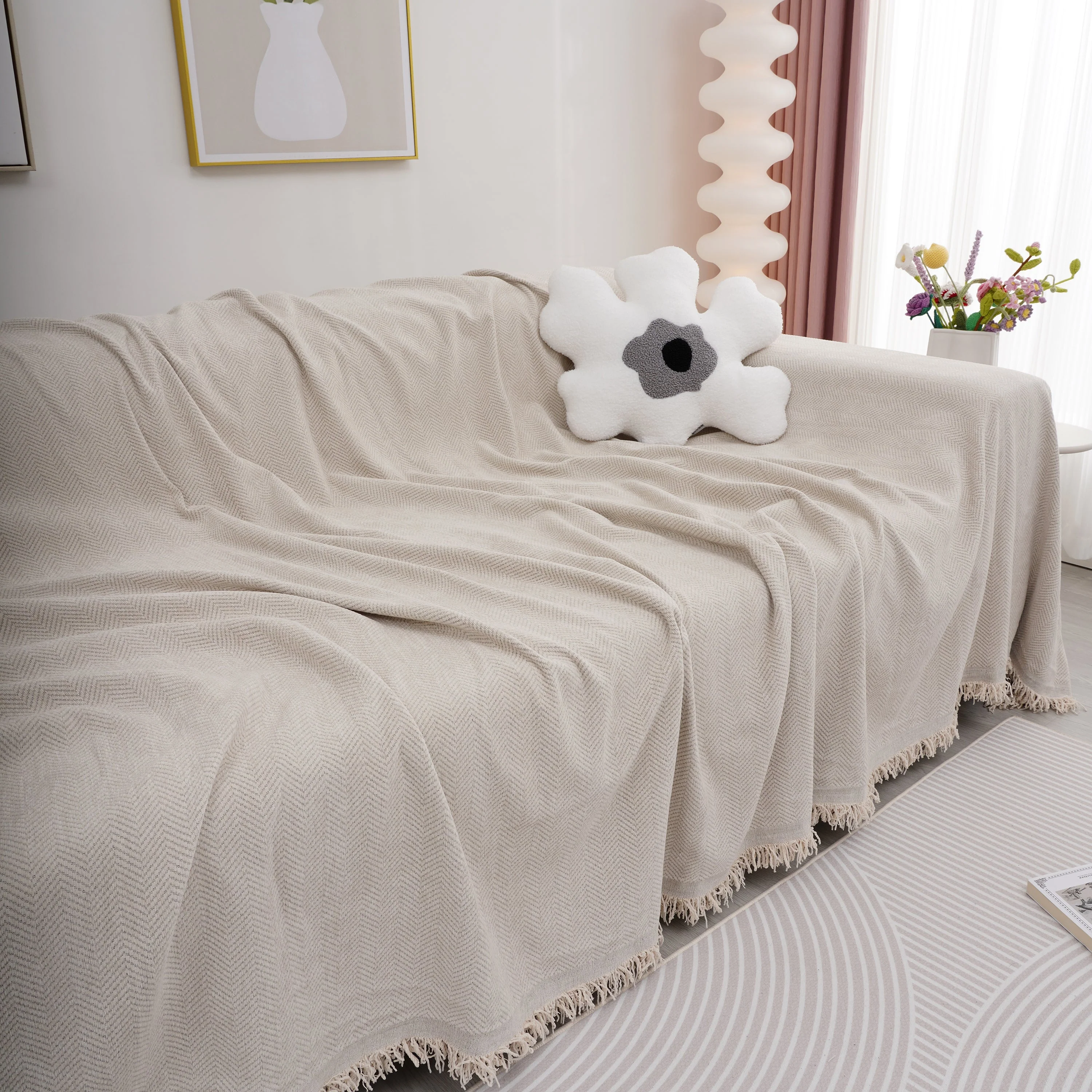 Chenille Herringbone Couch Cover Blanket, Sectional with Washable Covers, Furniture Covers for Sofas - Image 29