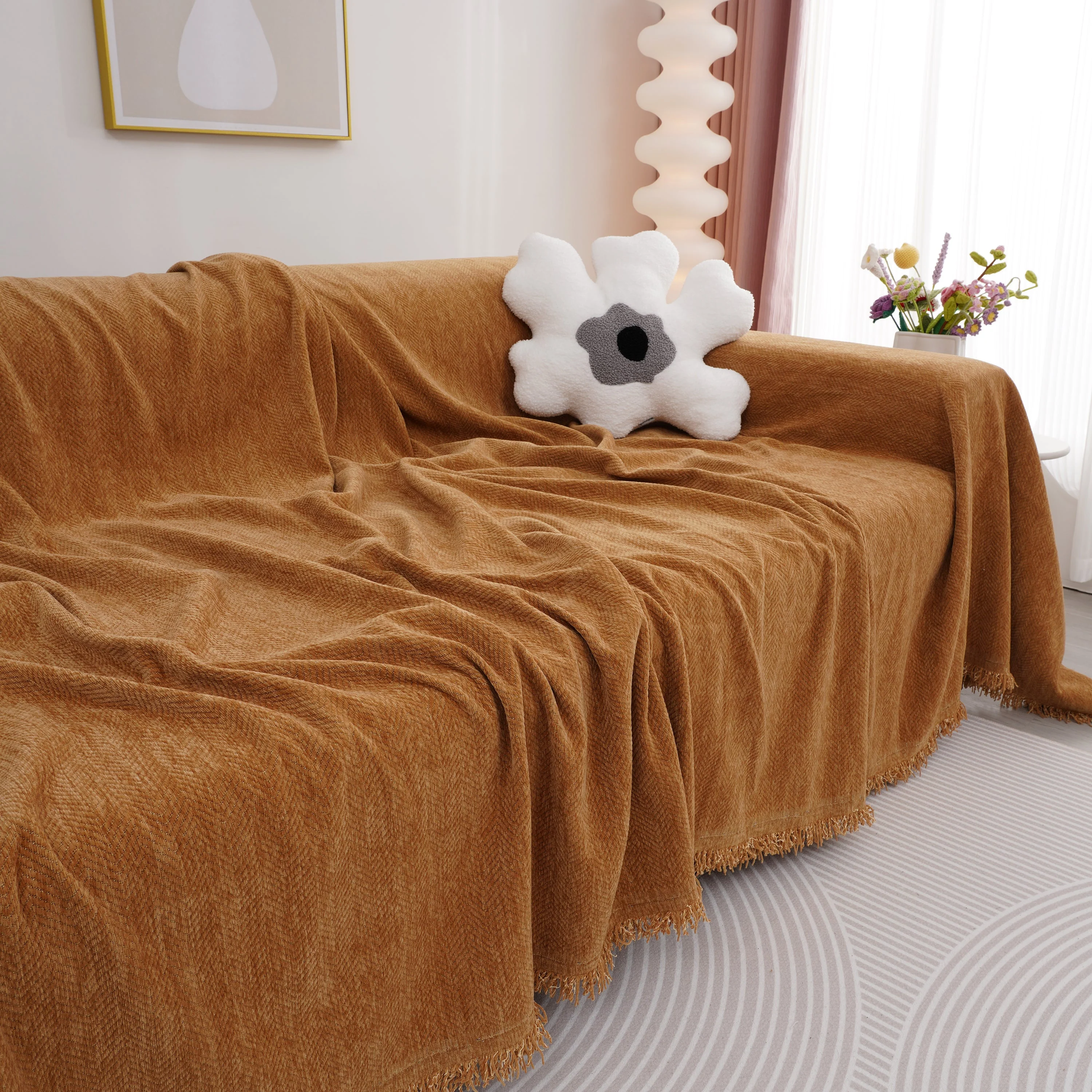 Chenille Herringbone Couch Cover Blanket, Sectional with Washable Covers, Furniture Covers for Sofas - Image 42