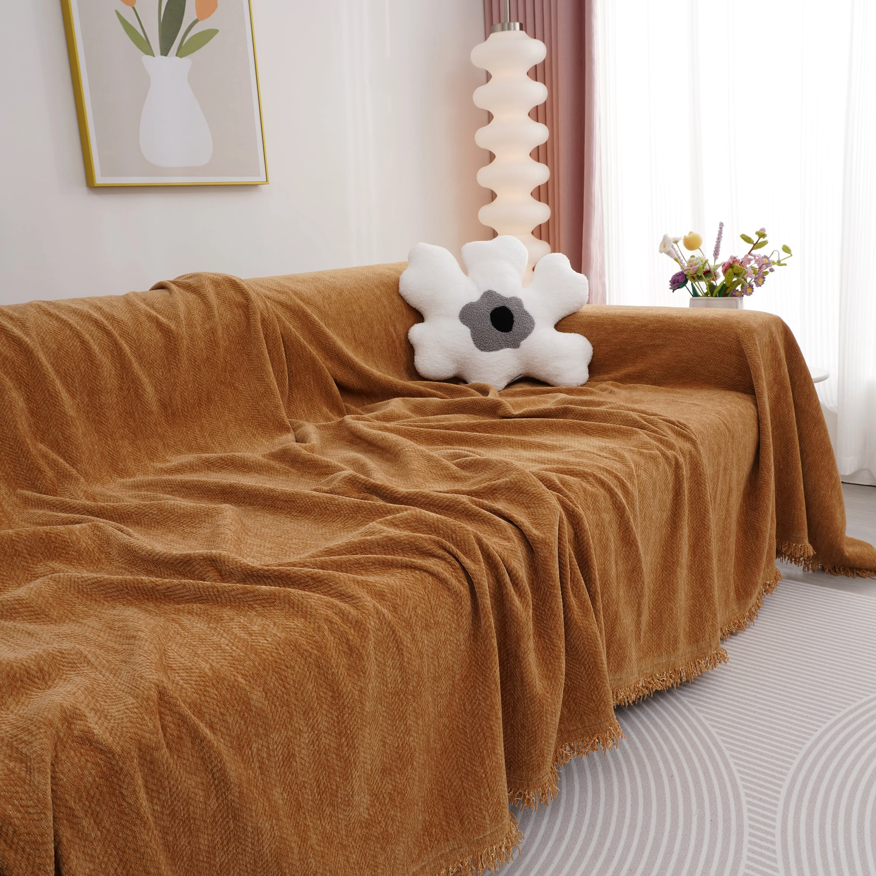 Chenille Herringbone Couch Cover Blanket, Sectional with Washable Covers, Furniture Covers for Sofas - Image 43