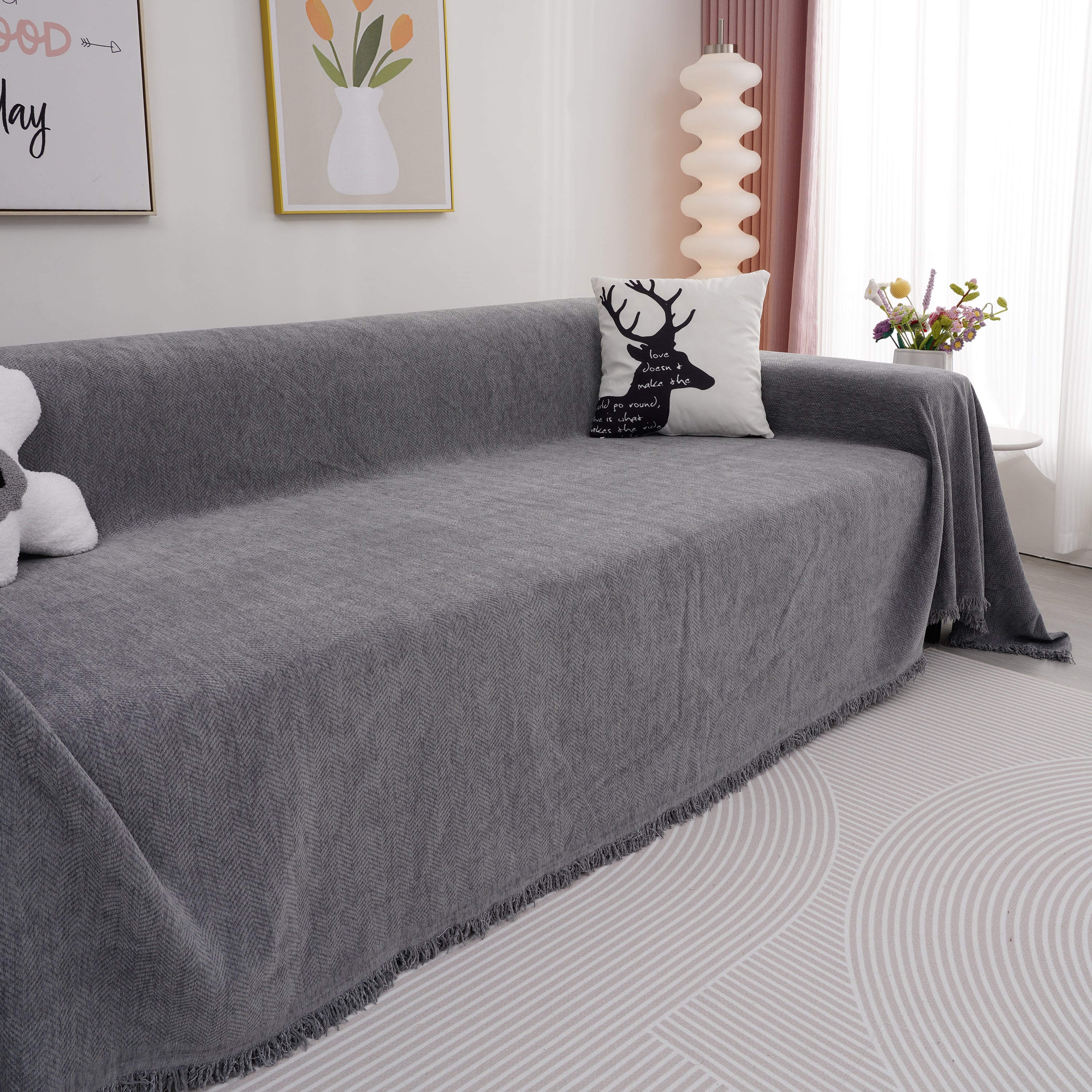 Chenille Herringbone Couch Cover Blanket, Sectional with Washable Covers, Furniture Covers for Sofas - Image 52