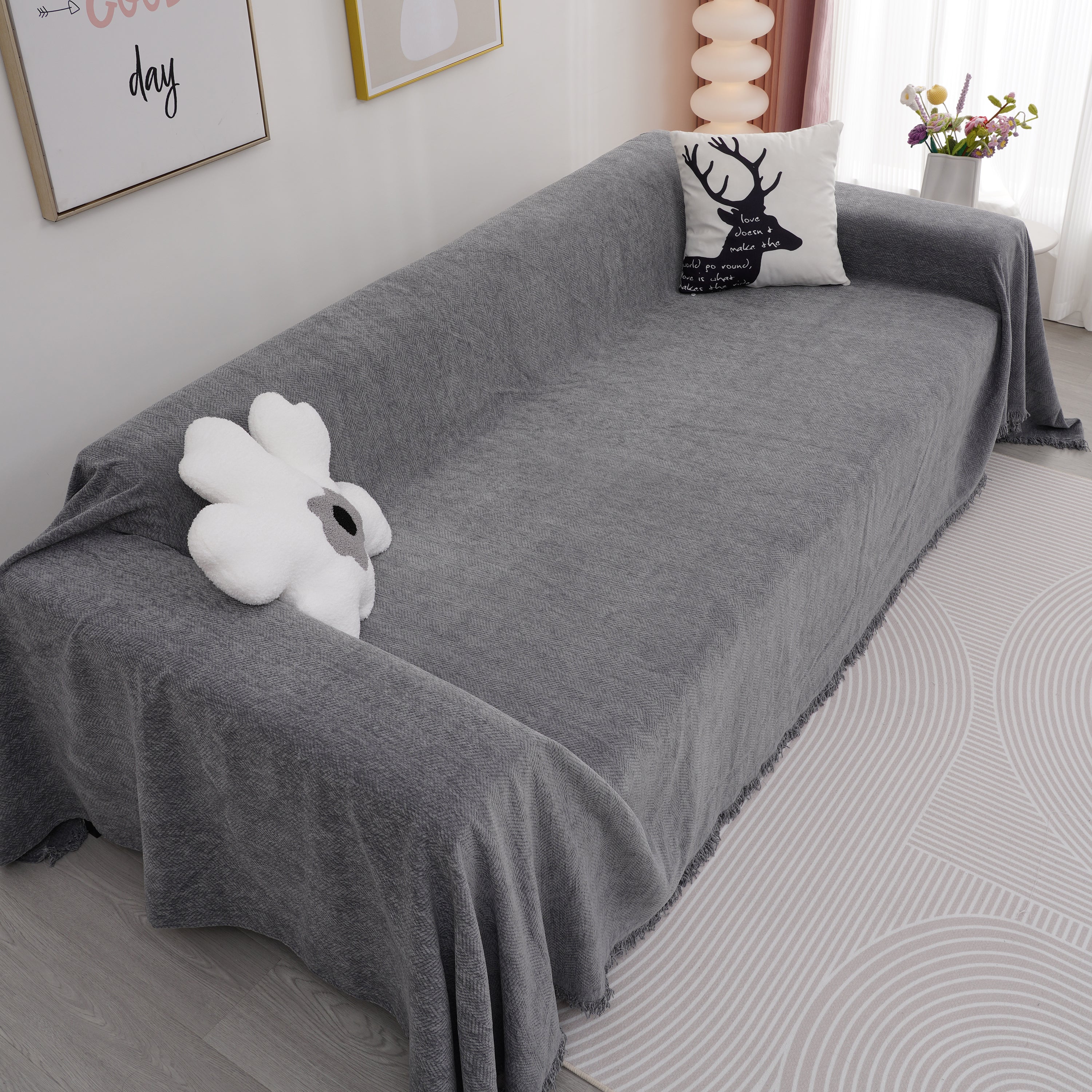 Chenille Herringbone Couch Cover Blanket, Sectional with Washable Covers, Furniture Covers for Sofas - Image 53