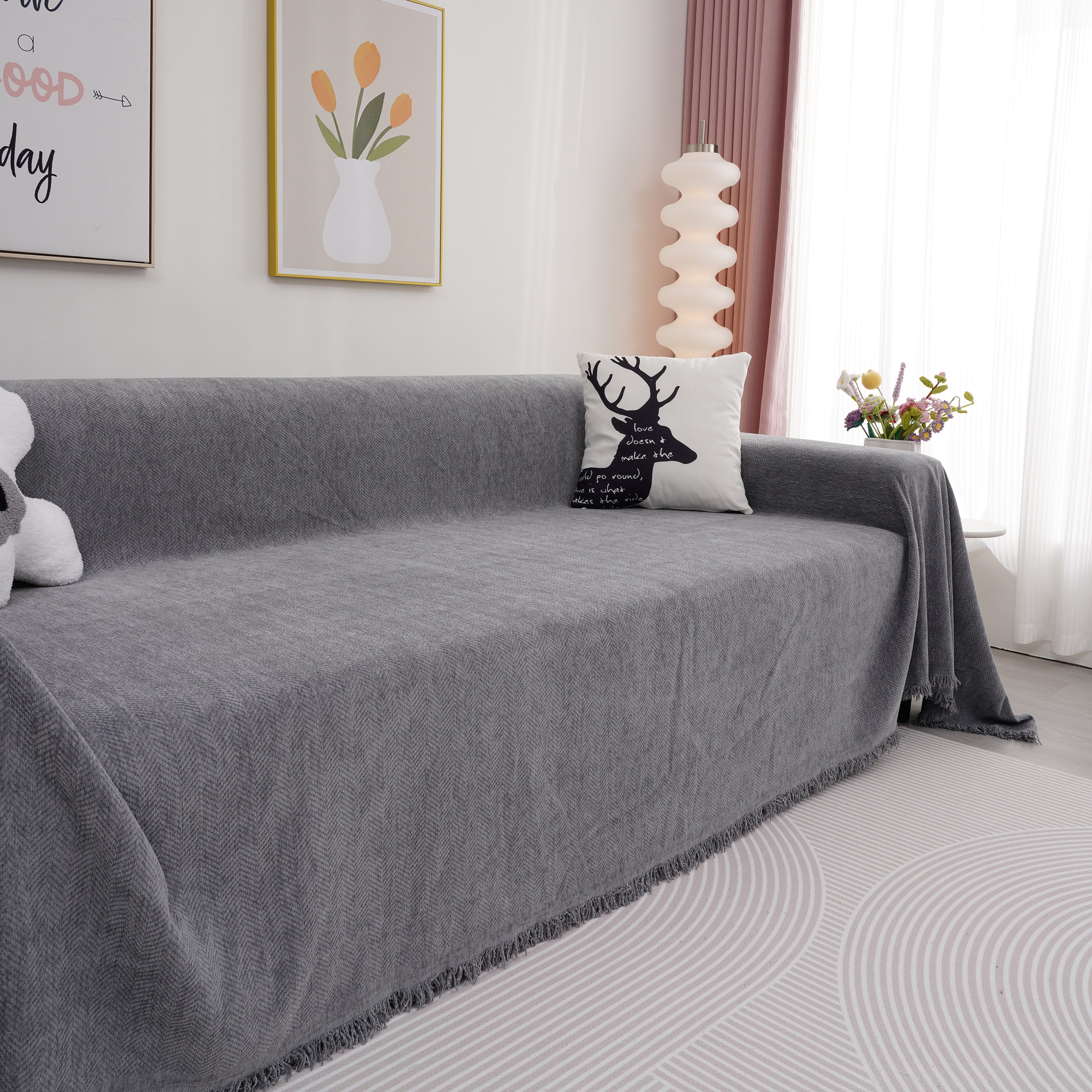 Chenille Herringbone Couch Cover Blanket, Sectional with Washable Covers, Furniture Covers for Sofas - Image 54
