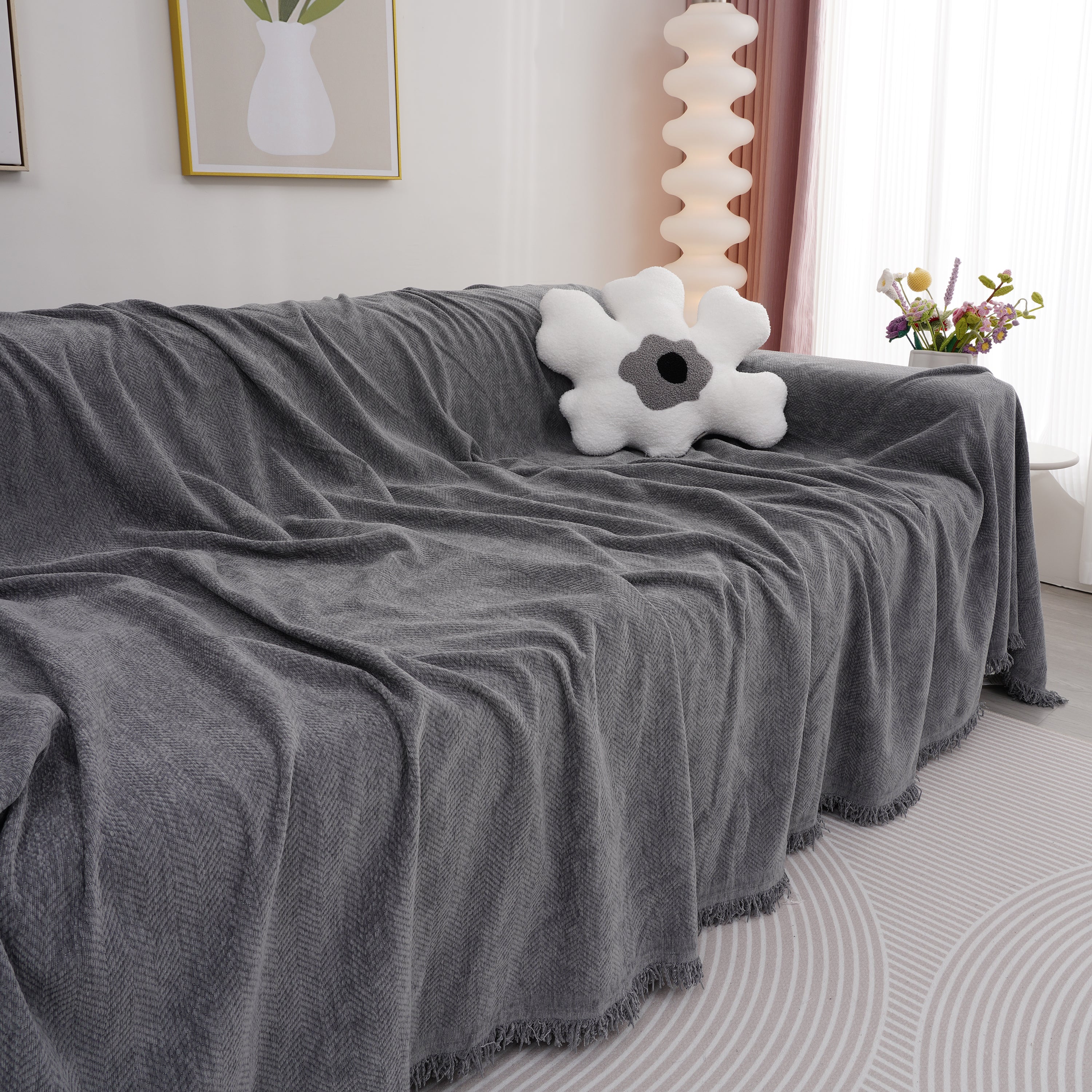 Chenille Herringbone Couch Cover Blanket, Sectional with Washable Covers, Furniture Covers for Sofas - Image 57