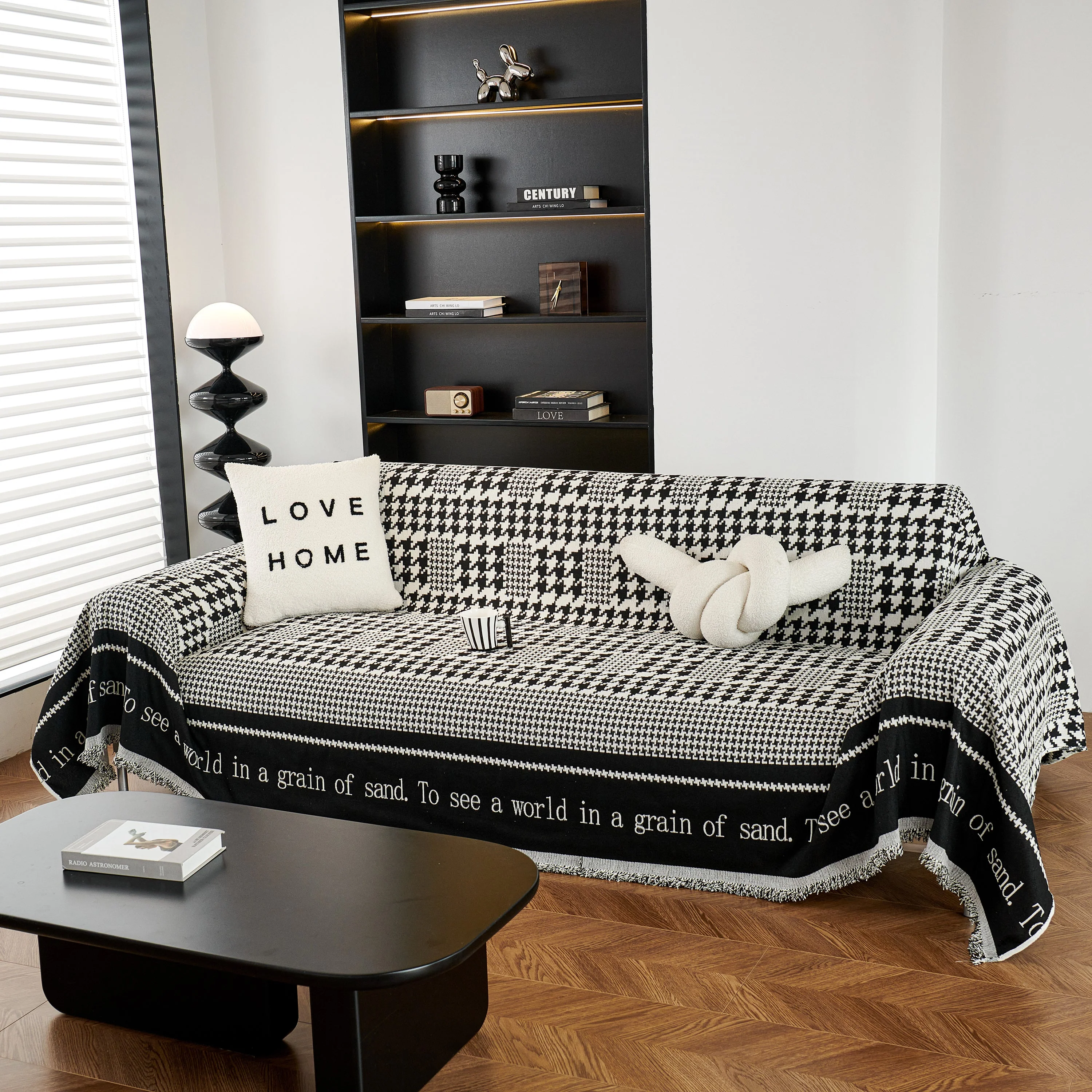 Chenille Houndstooth Couch Cover, Chaise Lounge Blanket Cover, Sectional Couch Scratch Protector - Image 10