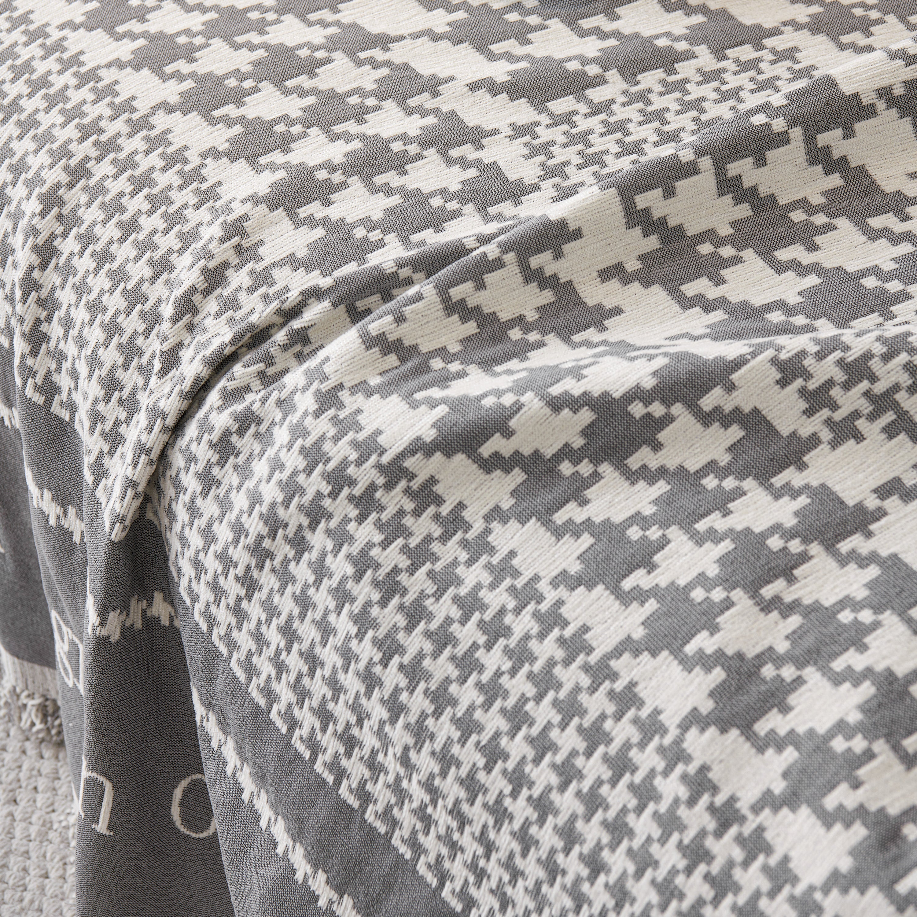 Chenille Houndstooth Couch Cover, Chaise Lounge Blanket Cover, Sectional Couch Scratch Protector - Image 124