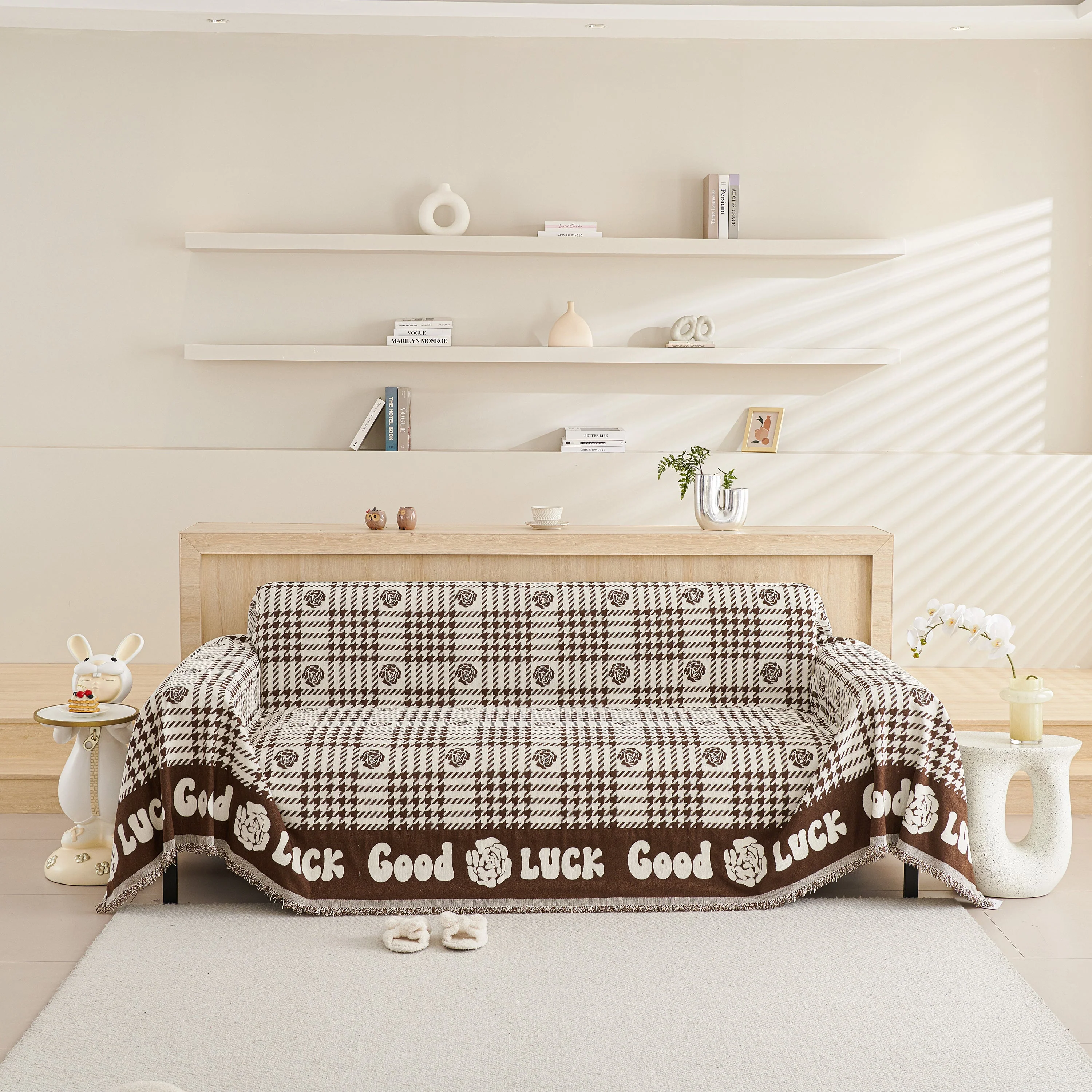 Chenille Houndstooth Sofa Throw Cover, Scratch Proof Cozy Throw Blankets for Couch - Image 11