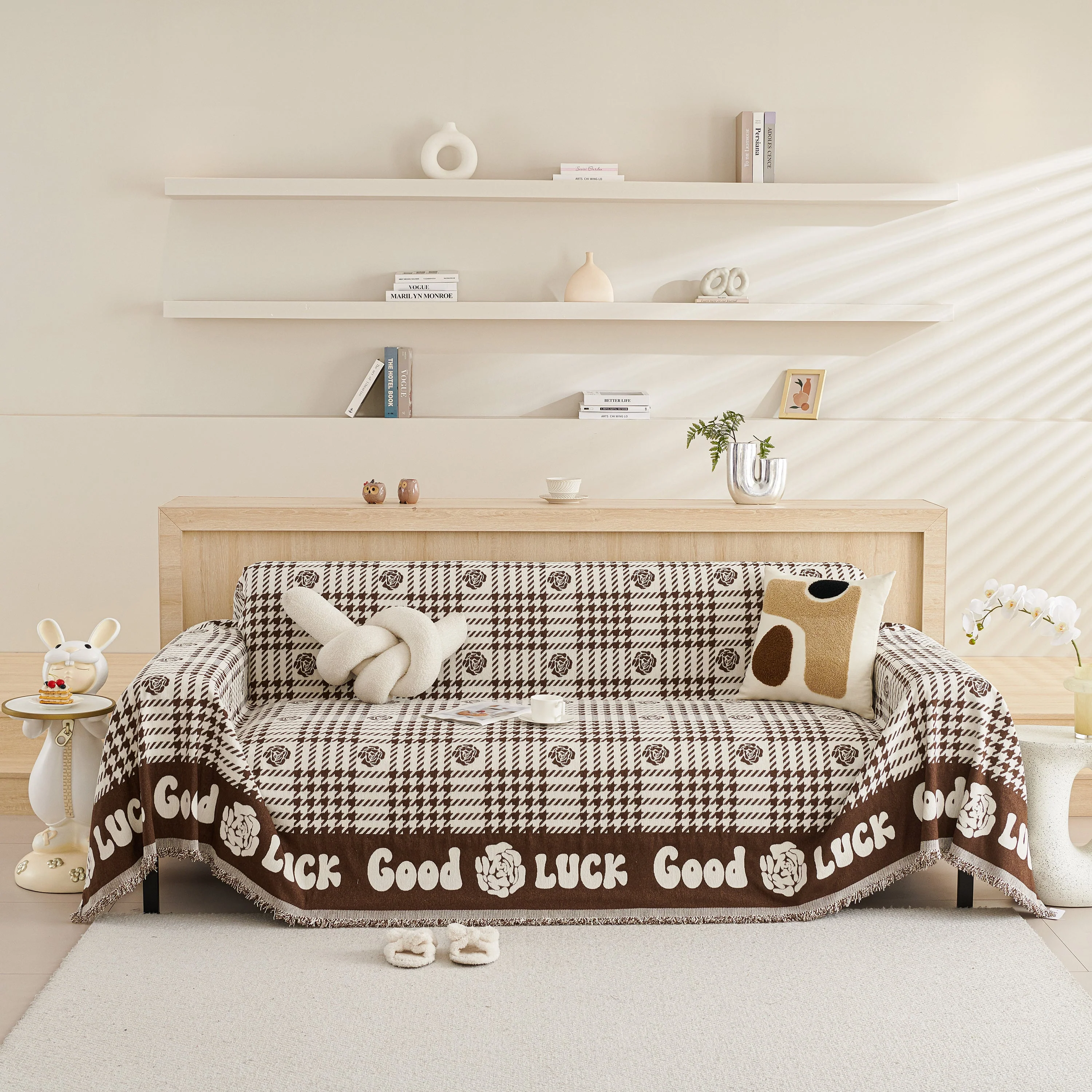 Chenille Houndstooth Sofa Throw Cover, Scratch Proof Cozy Throw Blankets for Couch - Image 13