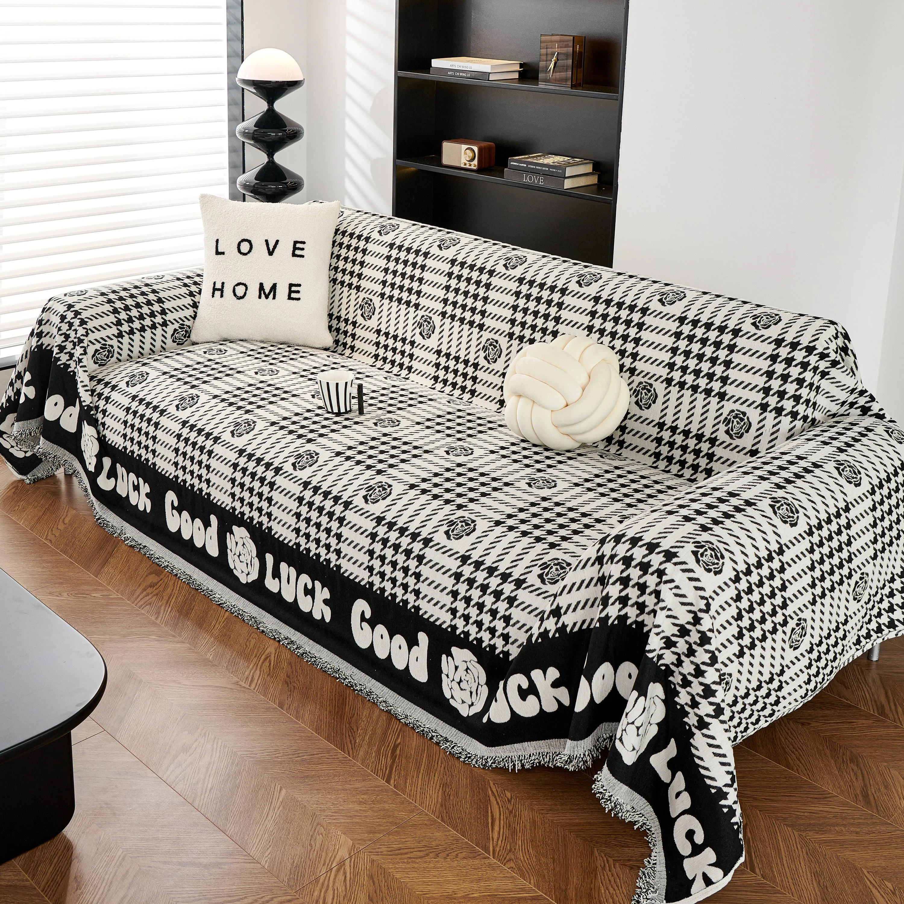 Chenille Houndstooth Sofa Throw Cover, Scratch Proof Cozy Throw Blankets for Couch - Image 19