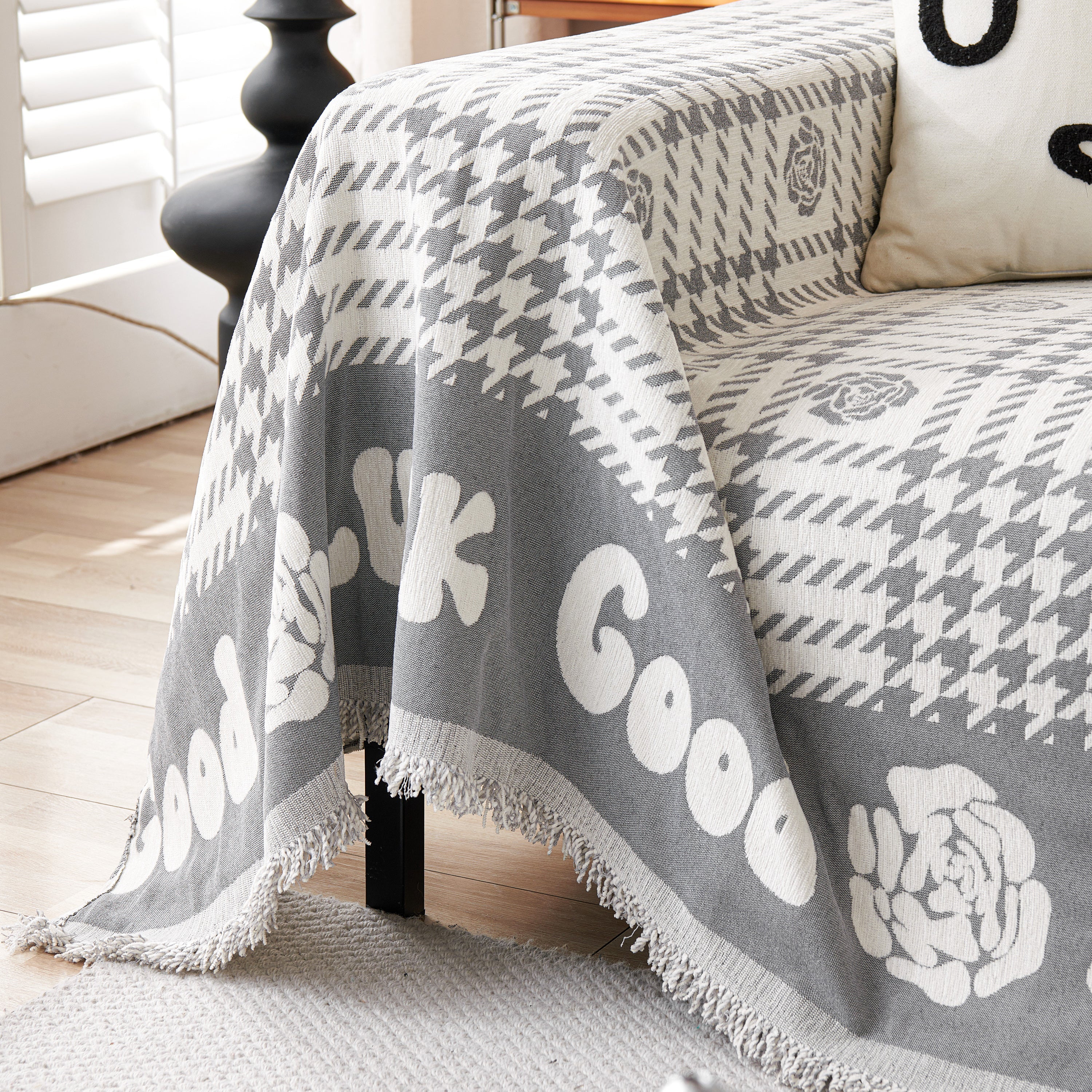 Chenille Houndstooth Sofa Throw Cover, Scratch Proof Cozy Throw Blankets for Couch - Image 85