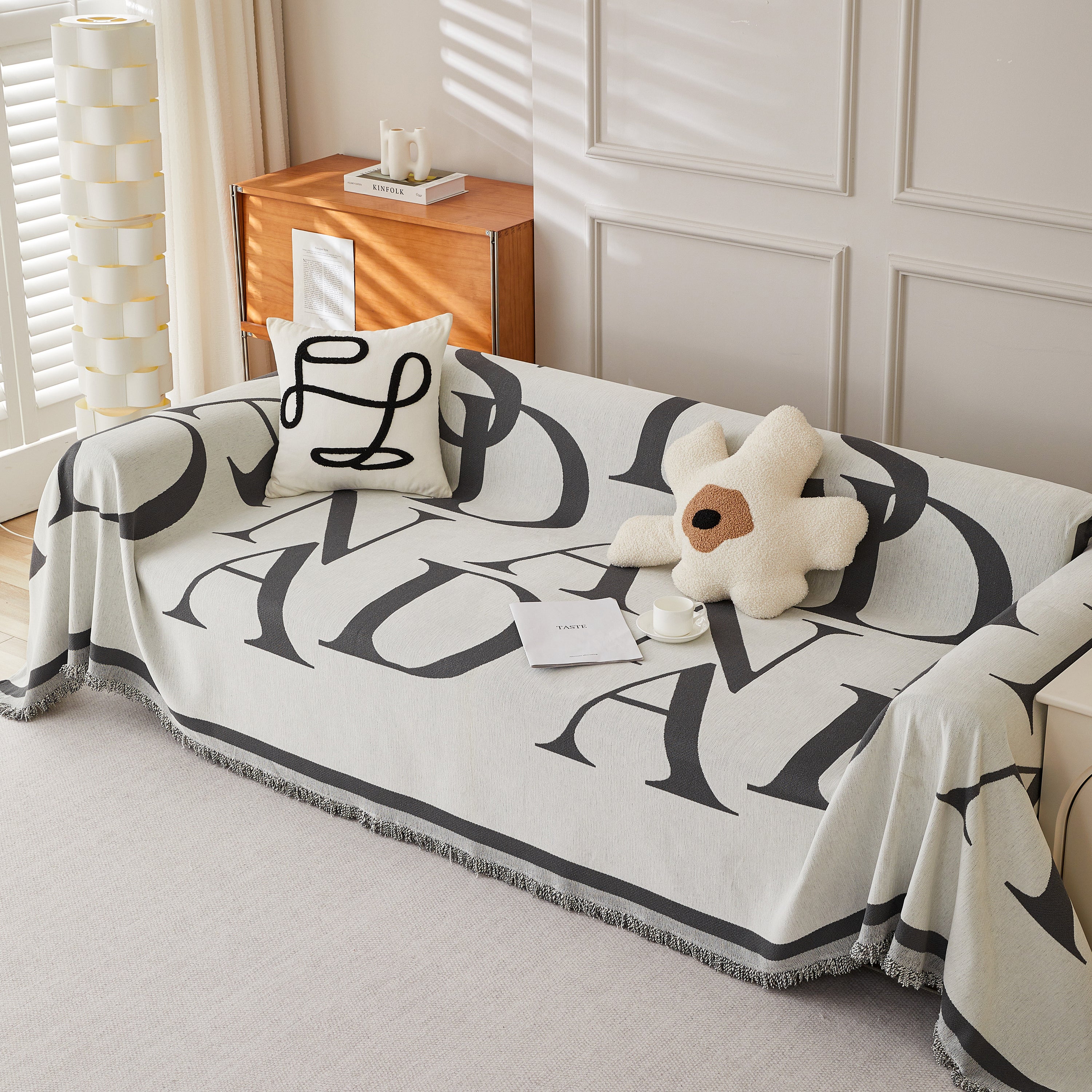 Chenille Jacquard Alphabet Sofa Blanket Cover, L Shape Sofa Cover, Reversible Couch Covers for Dogs - Image 26