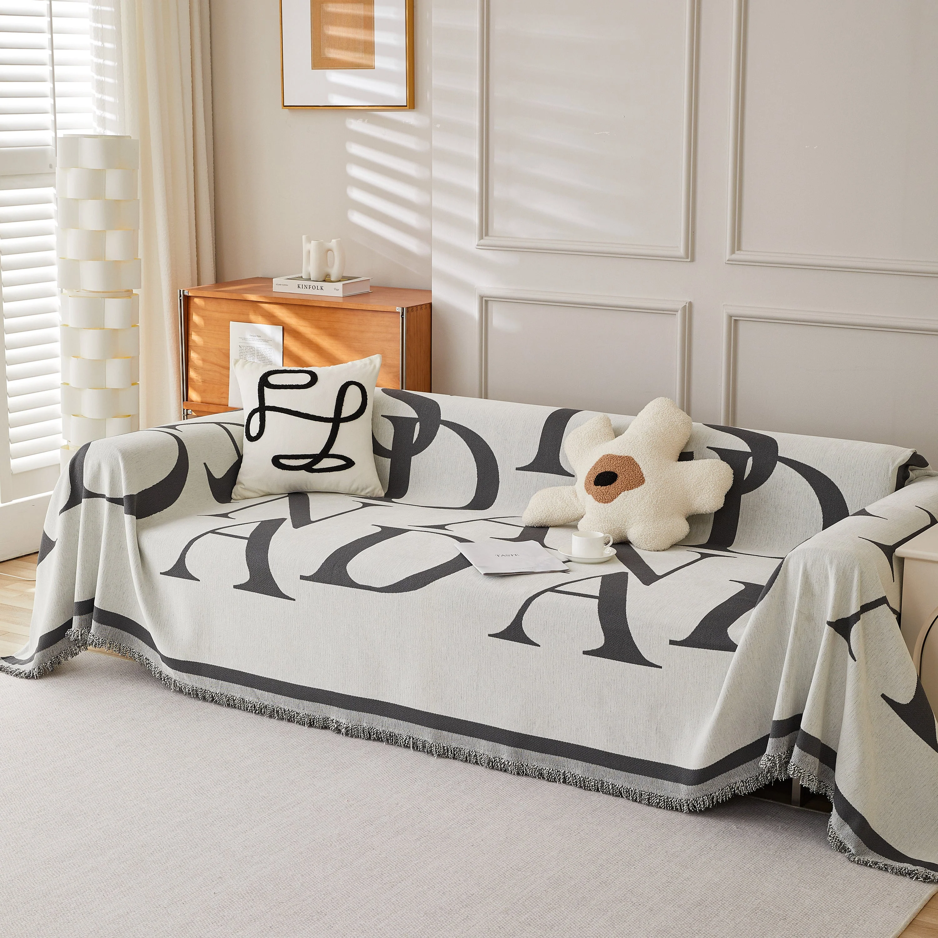 Chenille Jacquard Alphabet Sofa Blanket Cover, L Shape Sofa Cover, Reversible Couch Covers for Dogs - Image 27