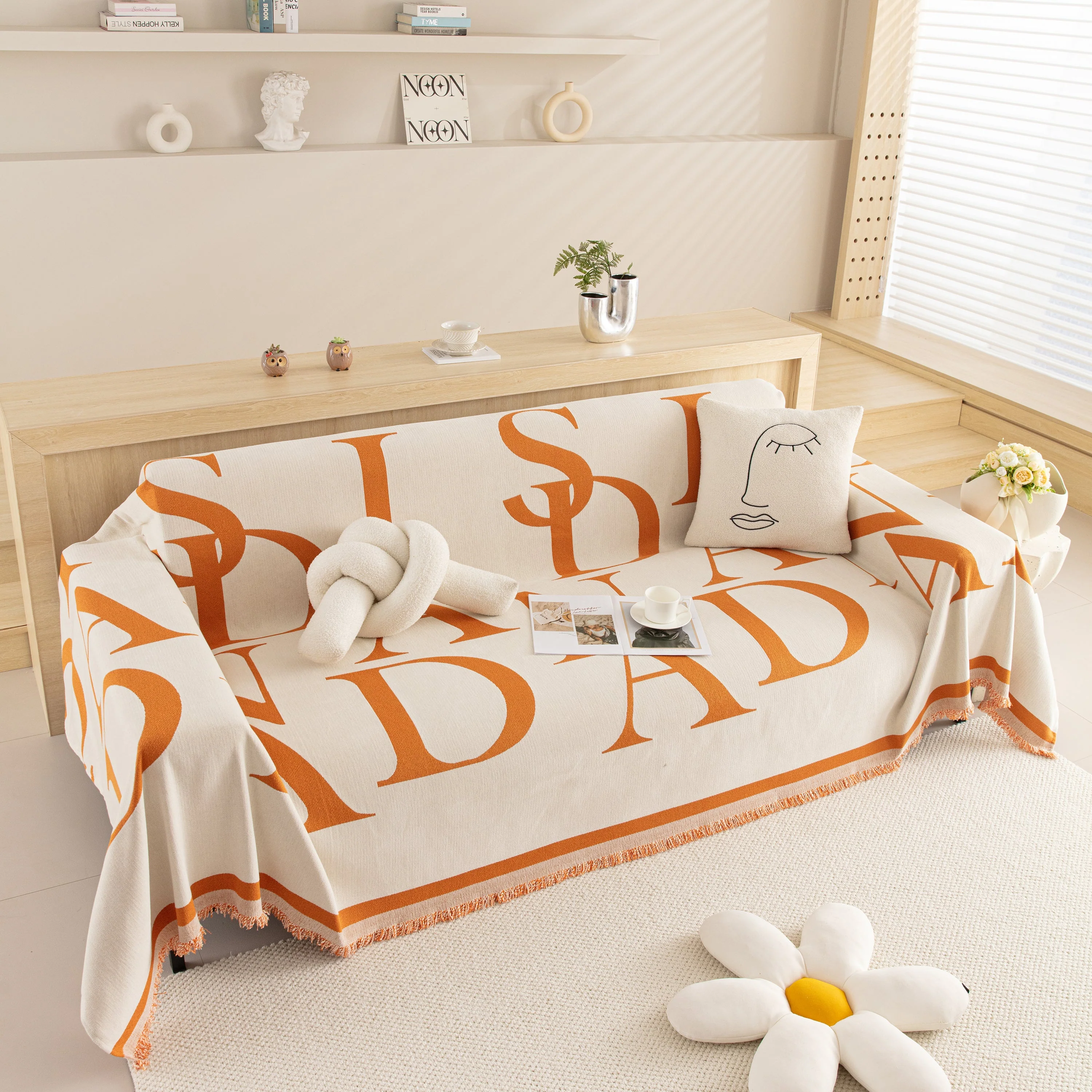 Chenille Jacquard Alphabet Sofa Blanket Cover, L Shape Sofa Cover, Reversible Couch Covers for Dogs - Image 38