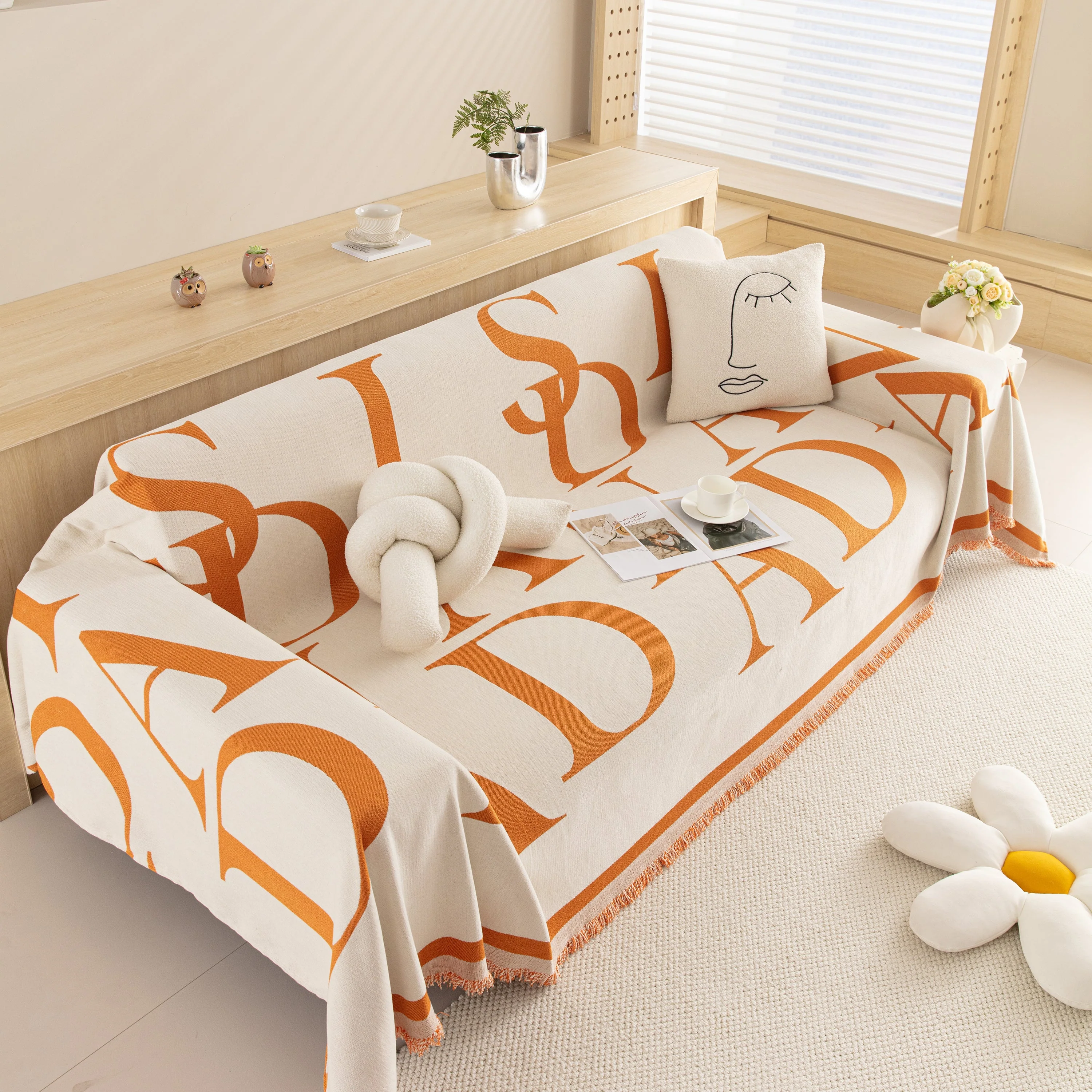 Chenille Jacquard Alphabet Sofa Blanket Cover, L Shape Sofa Cover, Reversible Couch Covers for Dogs - Image 39
