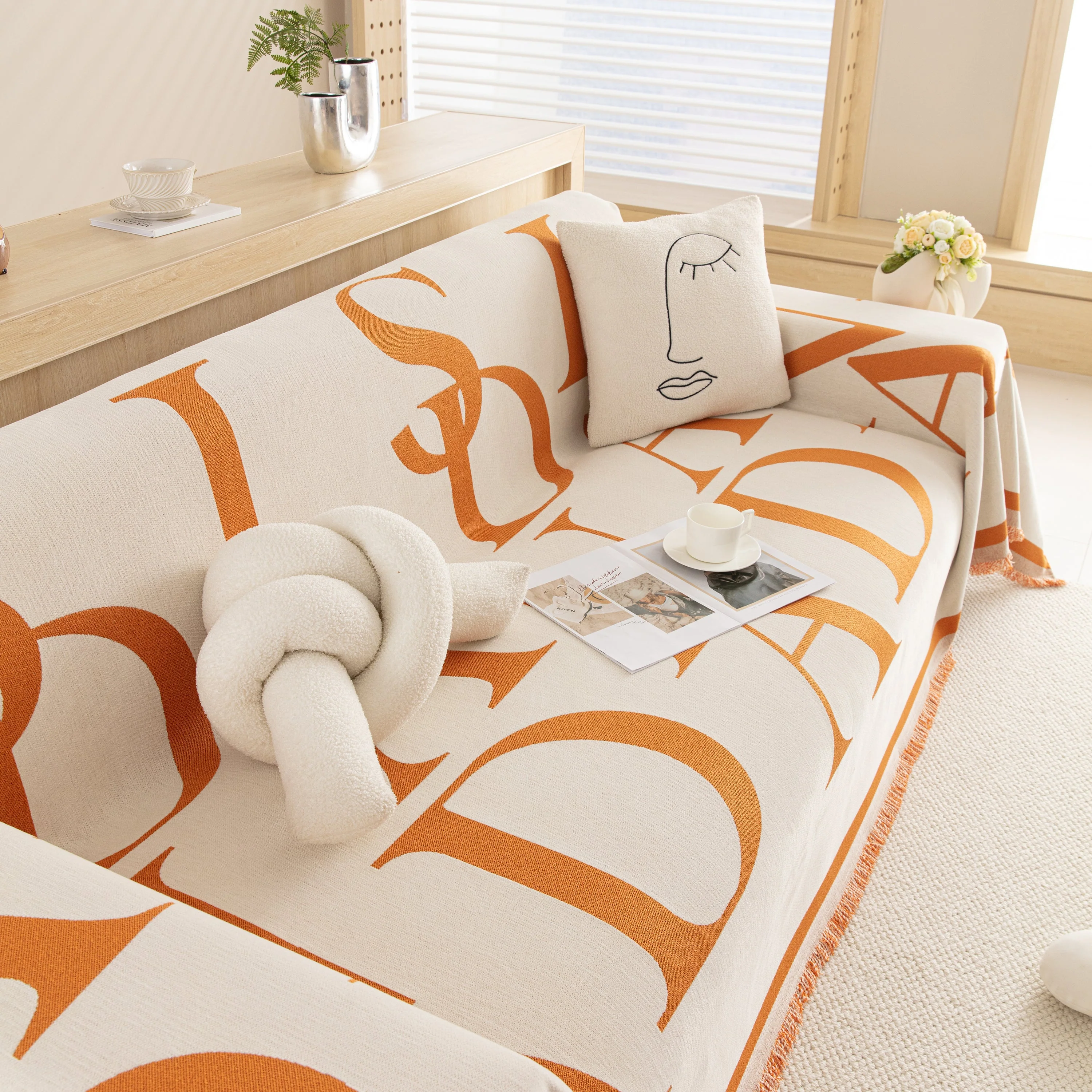Chenille Jacquard Alphabet Sofa Blanket Cover, L Shape Sofa Cover, Reversible Couch Covers for Dogs - Image 40