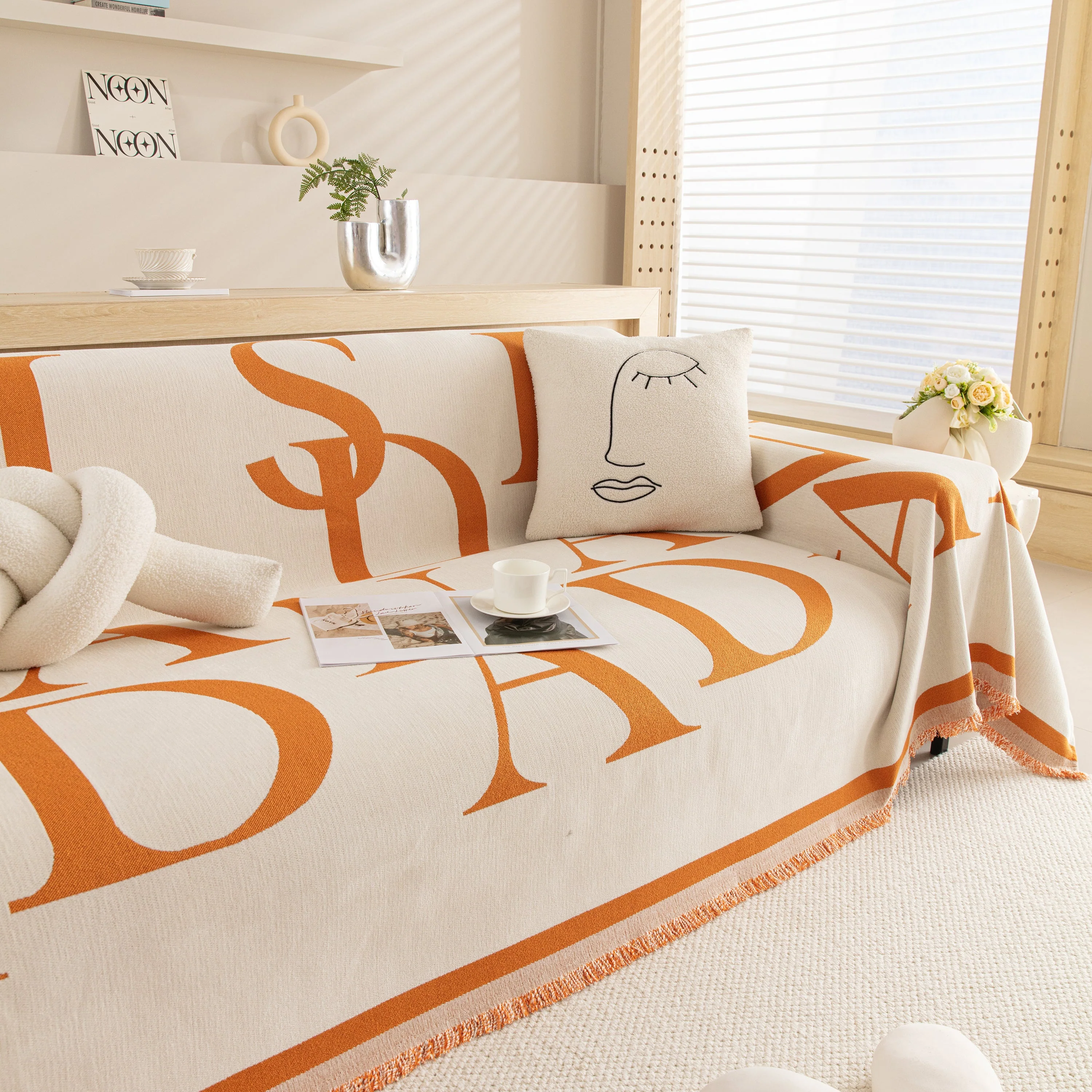 Chenille Jacquard Alphabet Sofa Blanket Cover, L Shape Sofa Cover, Reversible Couch Covers for Dogs - Image 43