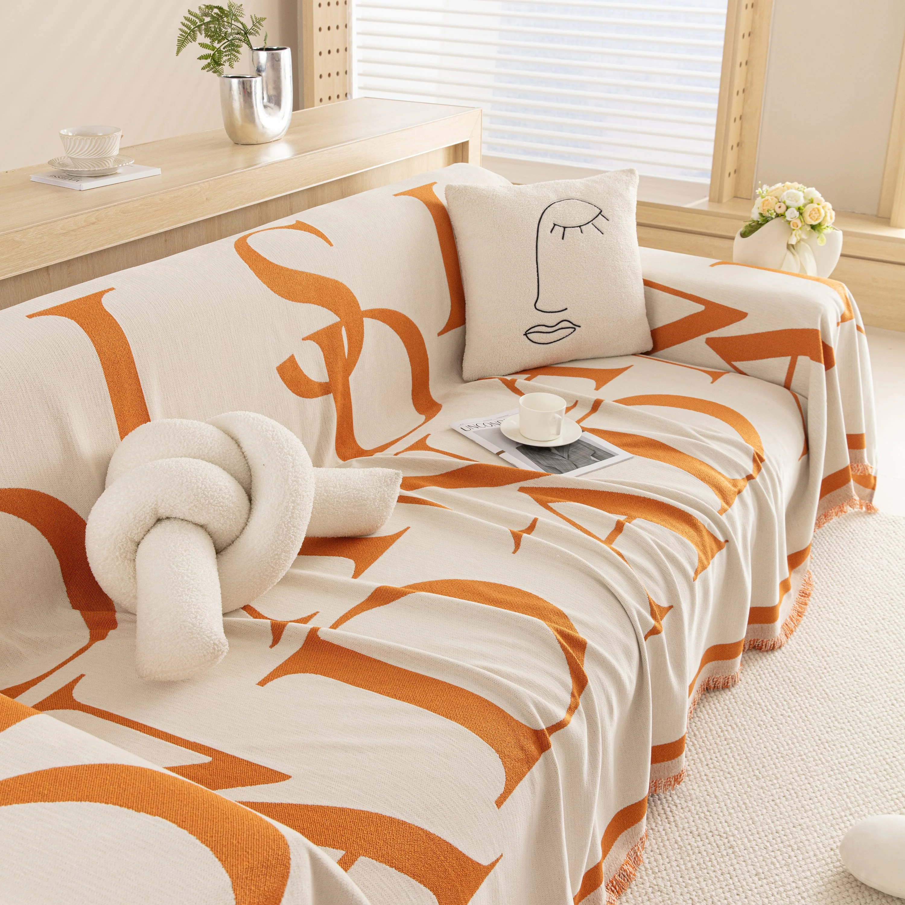 Chenille Jacquard Alphabet Sofa Blanket Cover, L Shape Sofa Cover, Reversible Couch Covers for Dogs - Image 47