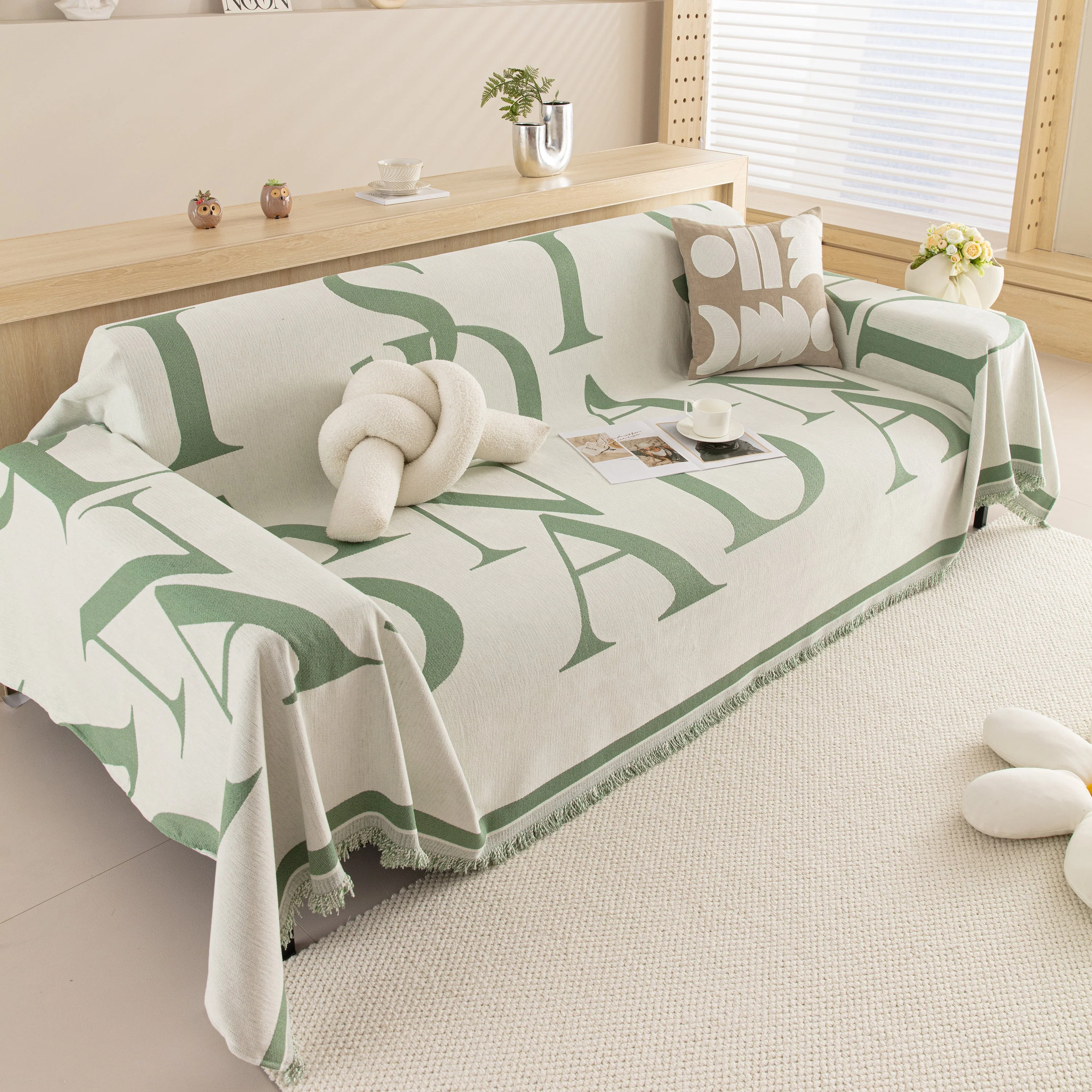 Chenille Jacquard Alphabet Sofa Blanket Cover, L Shape Sofa Cover, Reversible Couch Covers for Dogs - Image 83