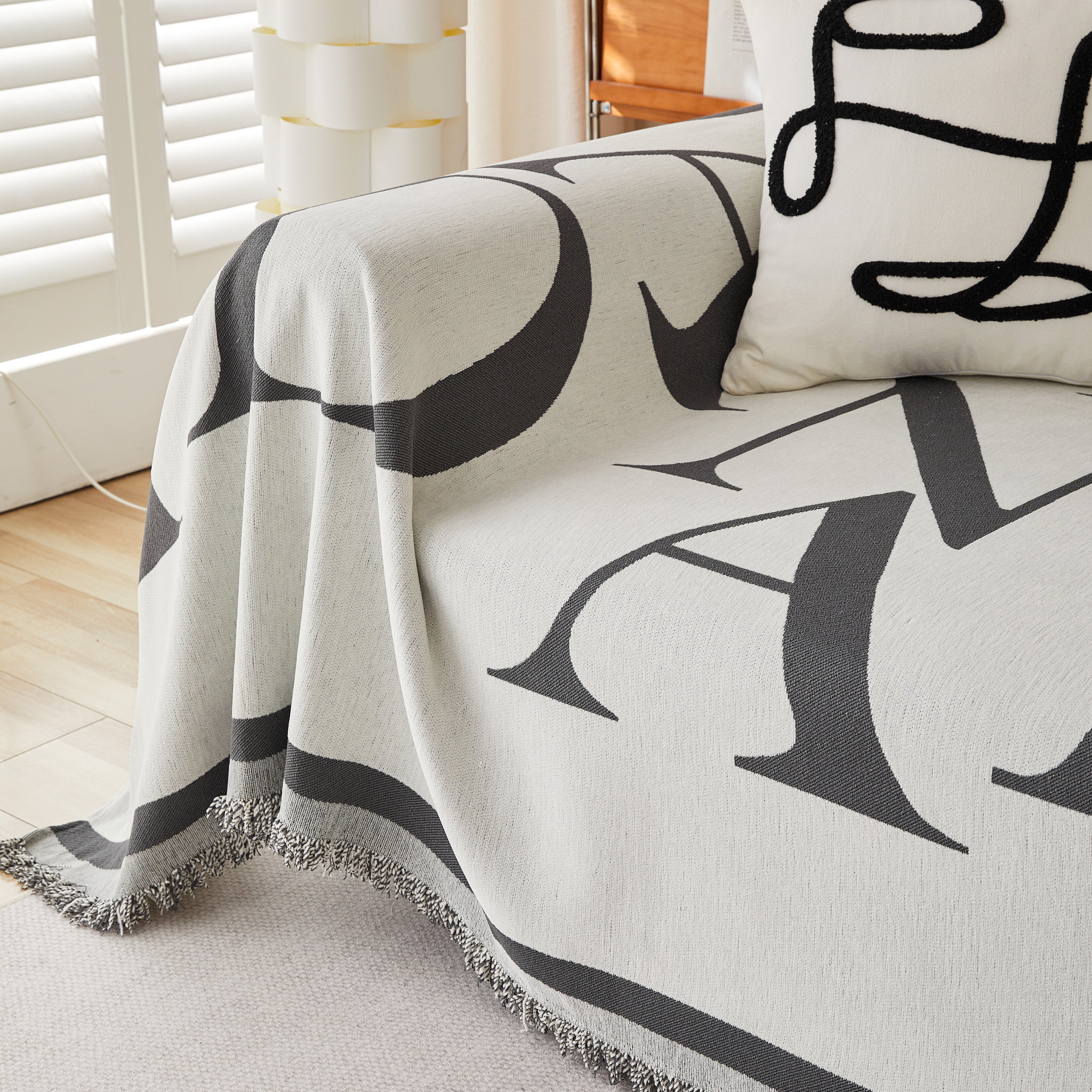 Chenille Jacquard Alphabet Sofa Blanket Cover, L Shape Sofa Cover, Reversible Couch Covers for Dogs - Image 9