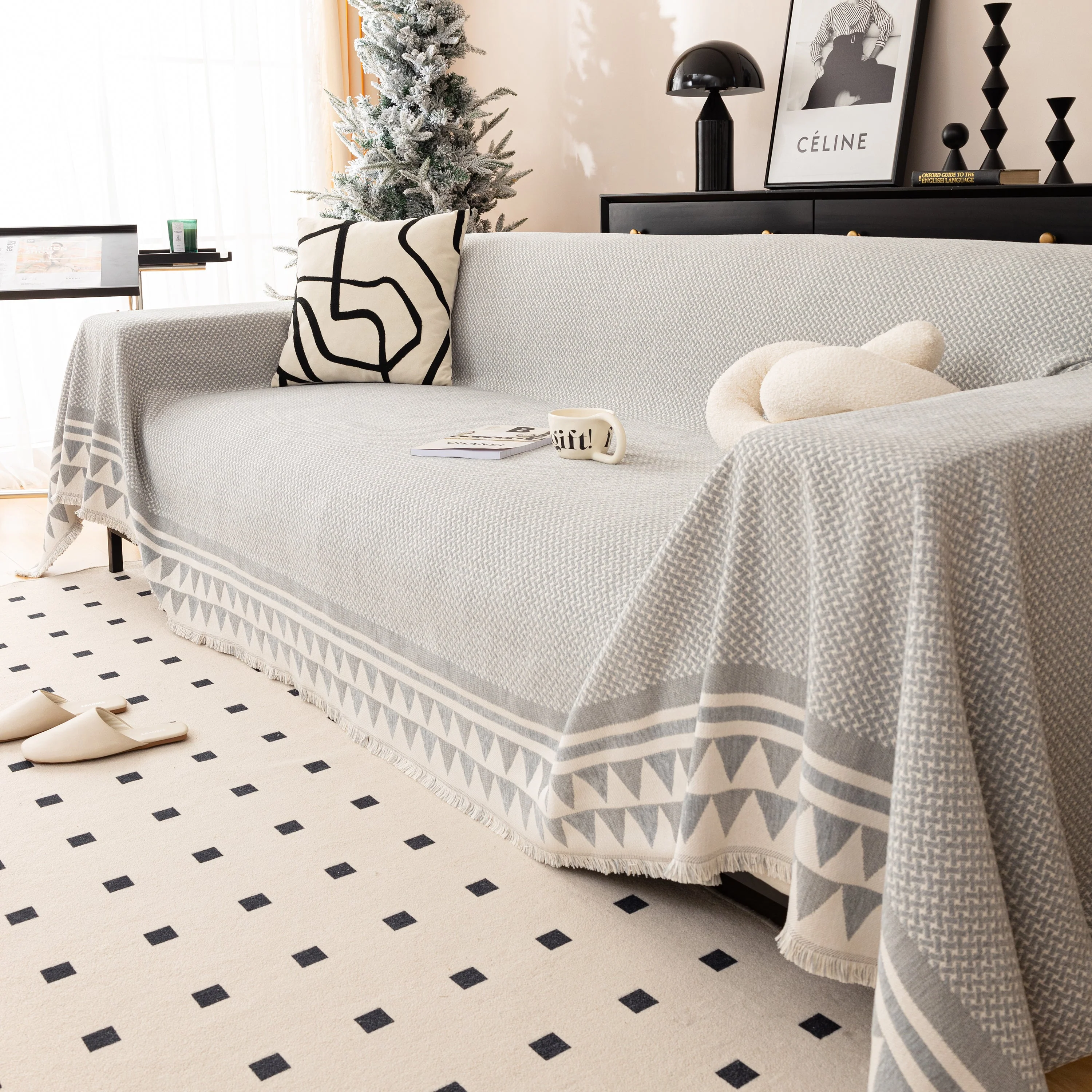Chenille Jacquard Sofa Throw Blanket Cover Soft Polyester Weave Couch Throw Cover for Pets Dog Kids - Image 40