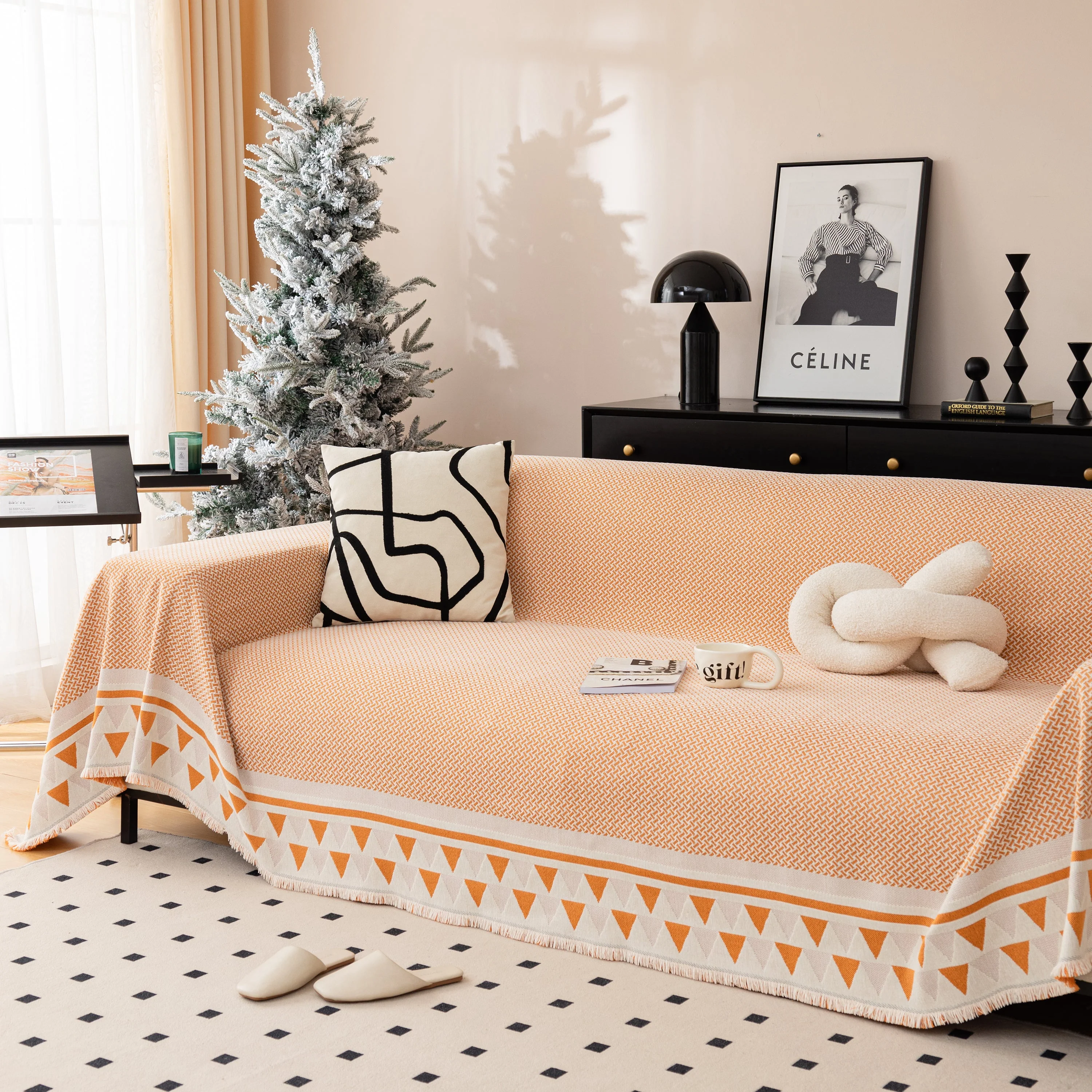 Chenille Jacquard Sofa Throw Blanket Cover Soft Polyester Weave Couch Throw Cover for Pets Dog Kids - Image 55