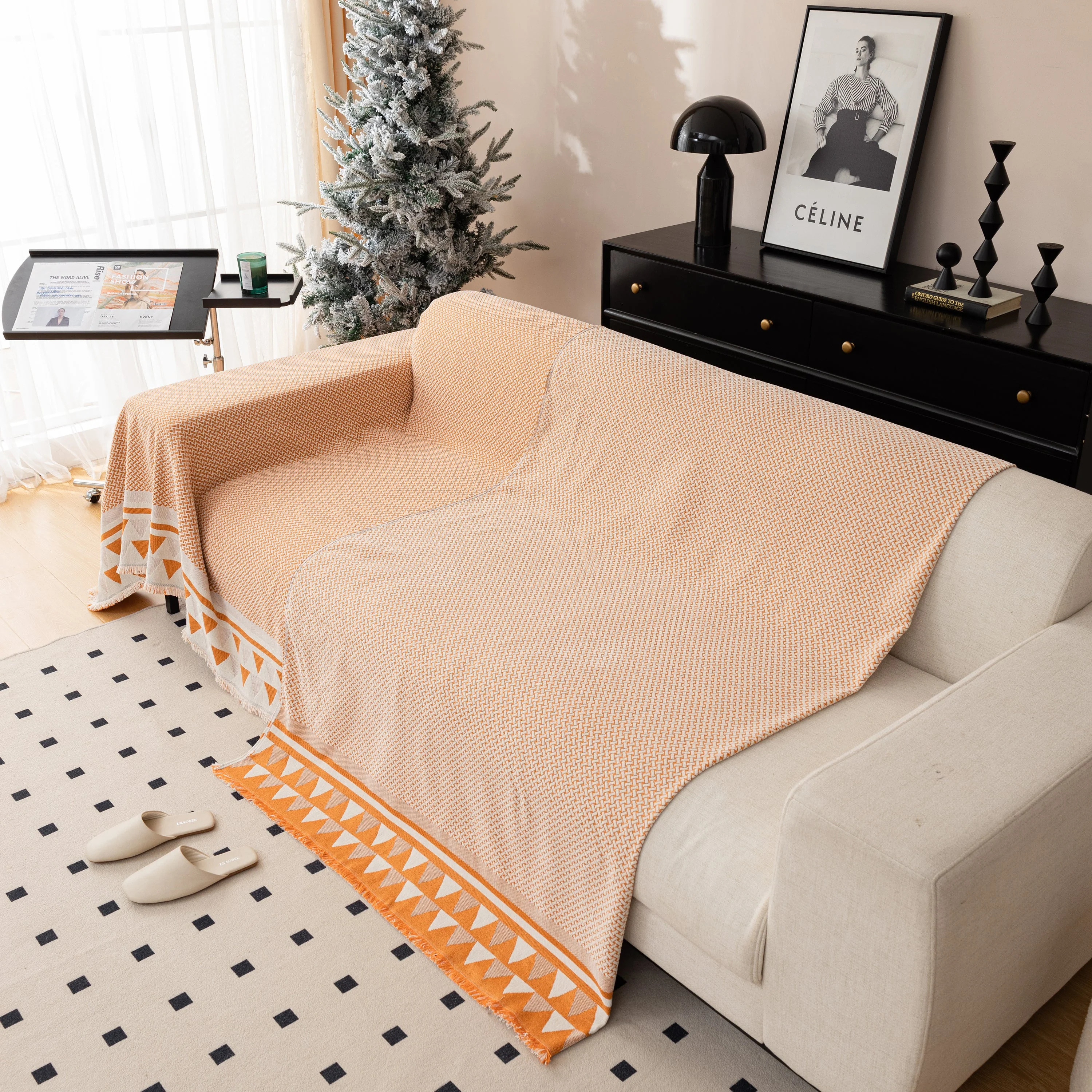 Chenille Jacquard Sofa Throw Blanket Cover Soft Polyester Weave Couch Throw Cover for Pets Dog Kids - Image 68