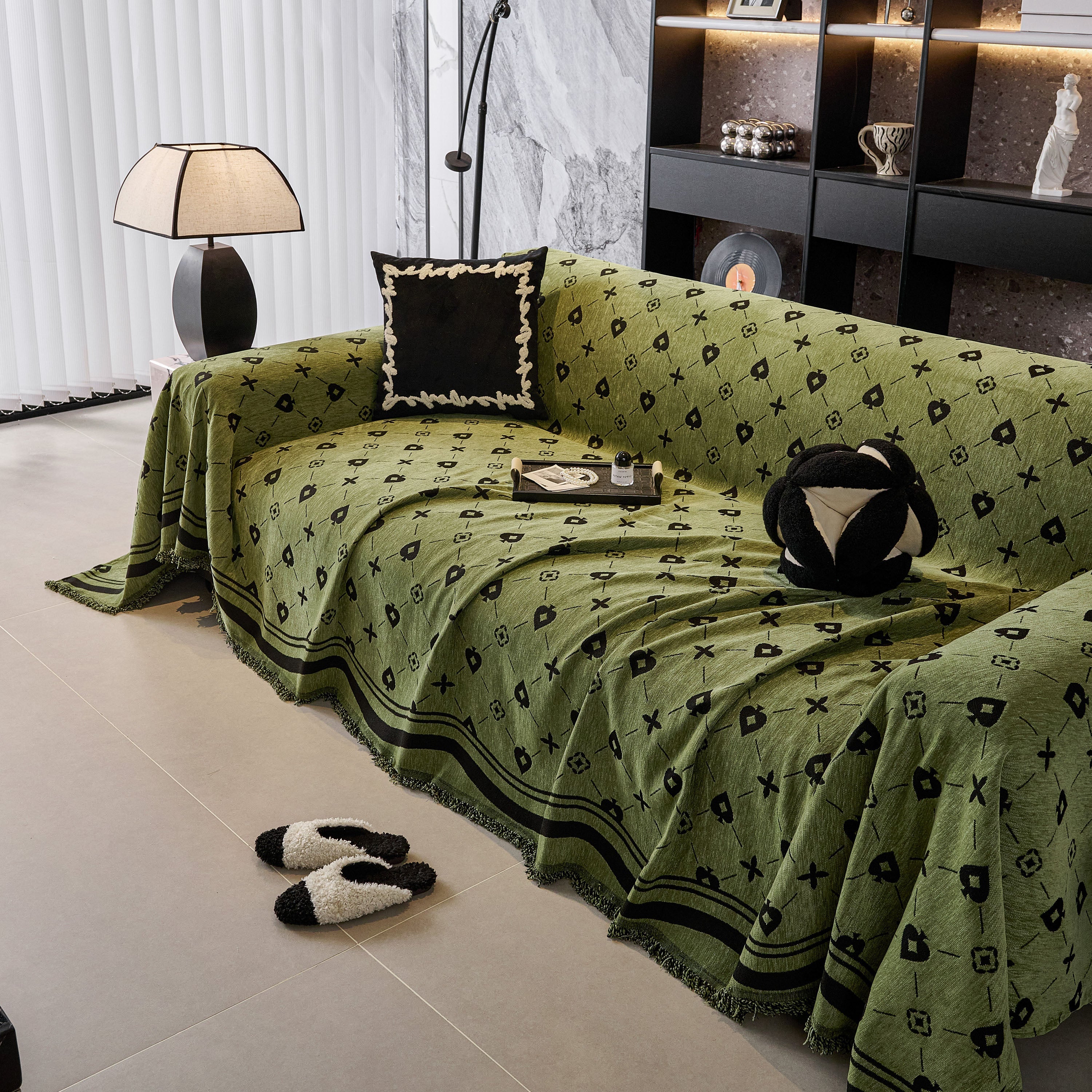 Chenille Jacquard Sofa Throw Cover Blanket, Luxury Thick Woven Couch Cover for Sofa - Image 104