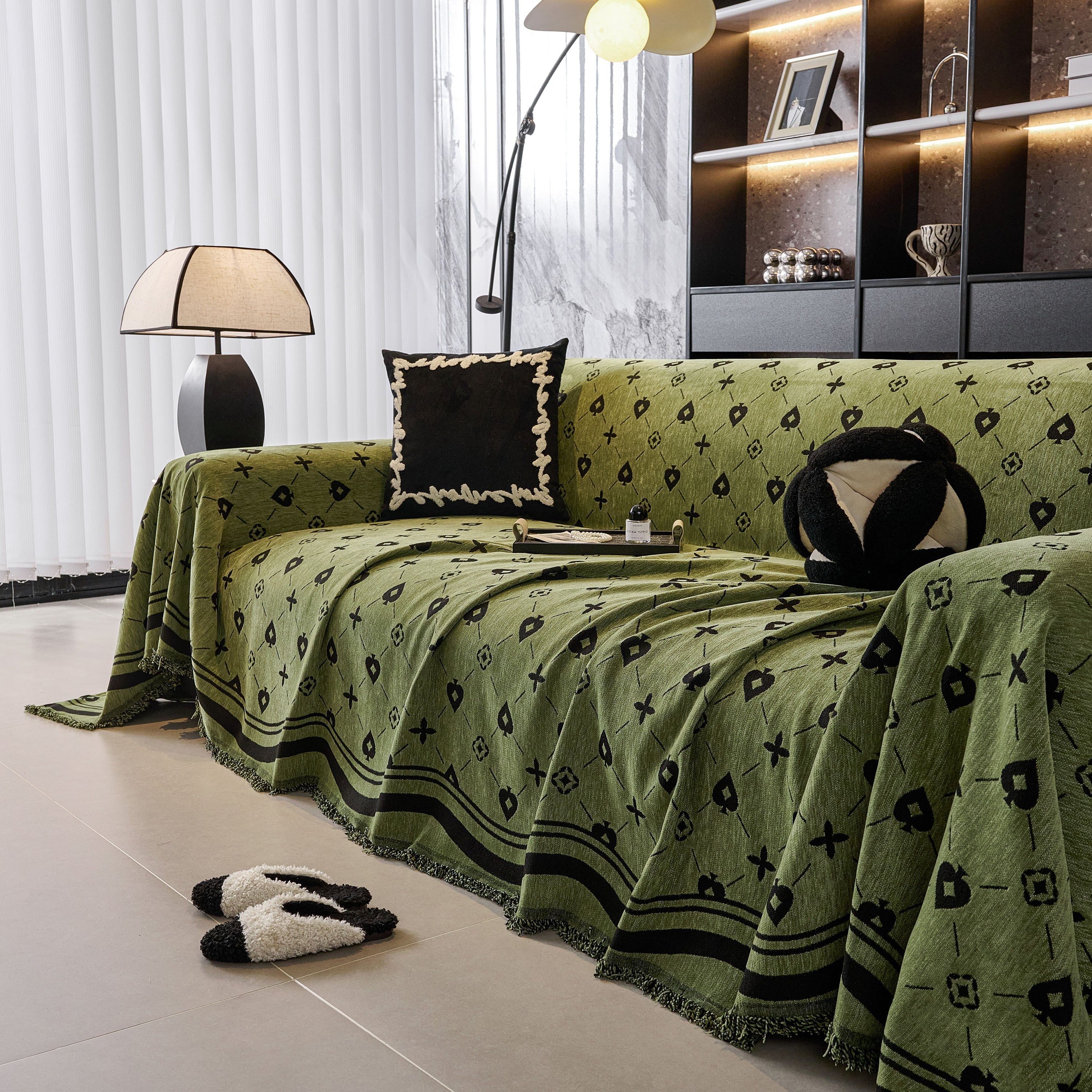 Chenille Jacquard Sofa Throw Cover Blanket, Luxury Thick Woven Couch Cover for Sofa - Image 105