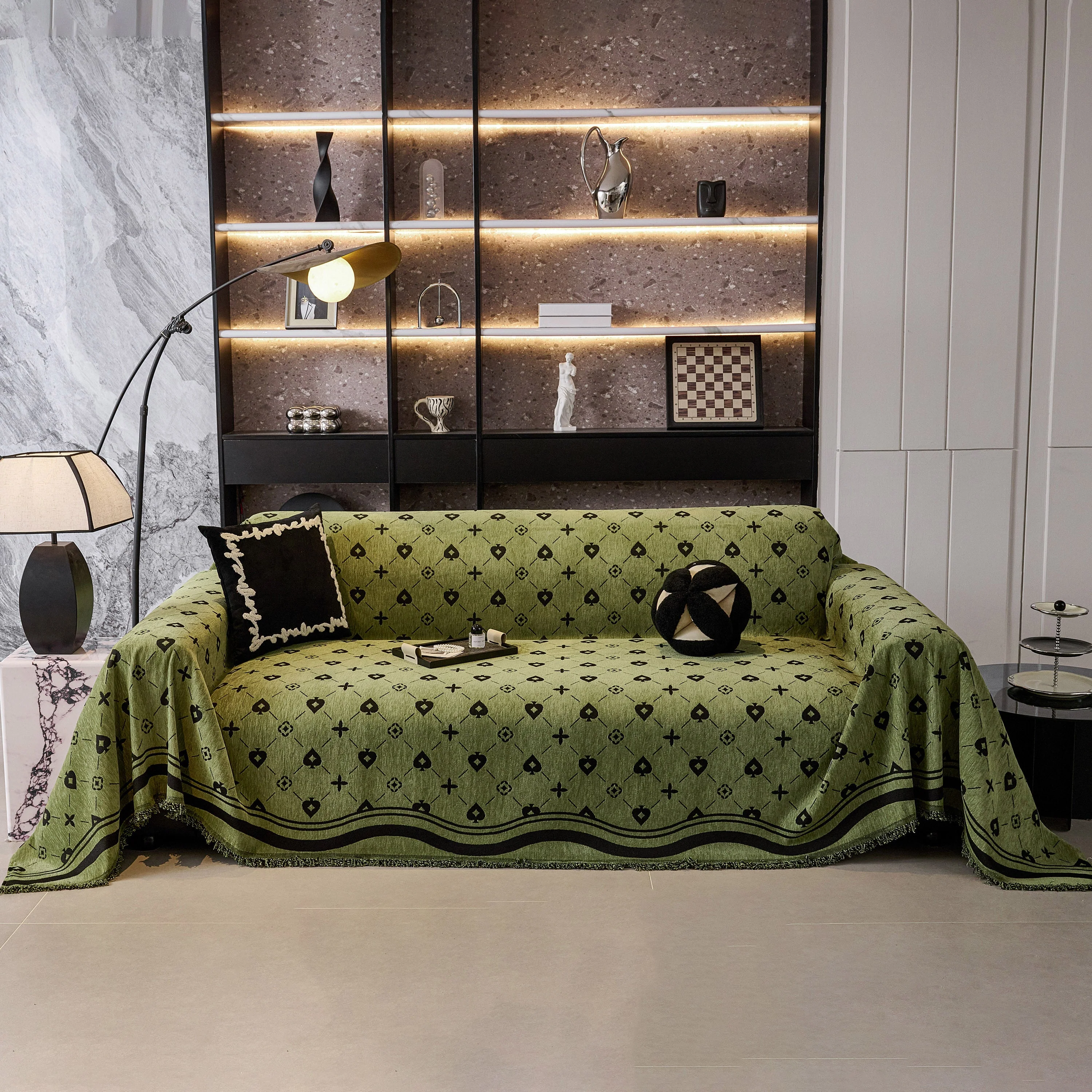 Chenille Jacquard Sofa Throw Cover Blanket, Luxury Thick Woven Couch Cover for Sofa - Image 109