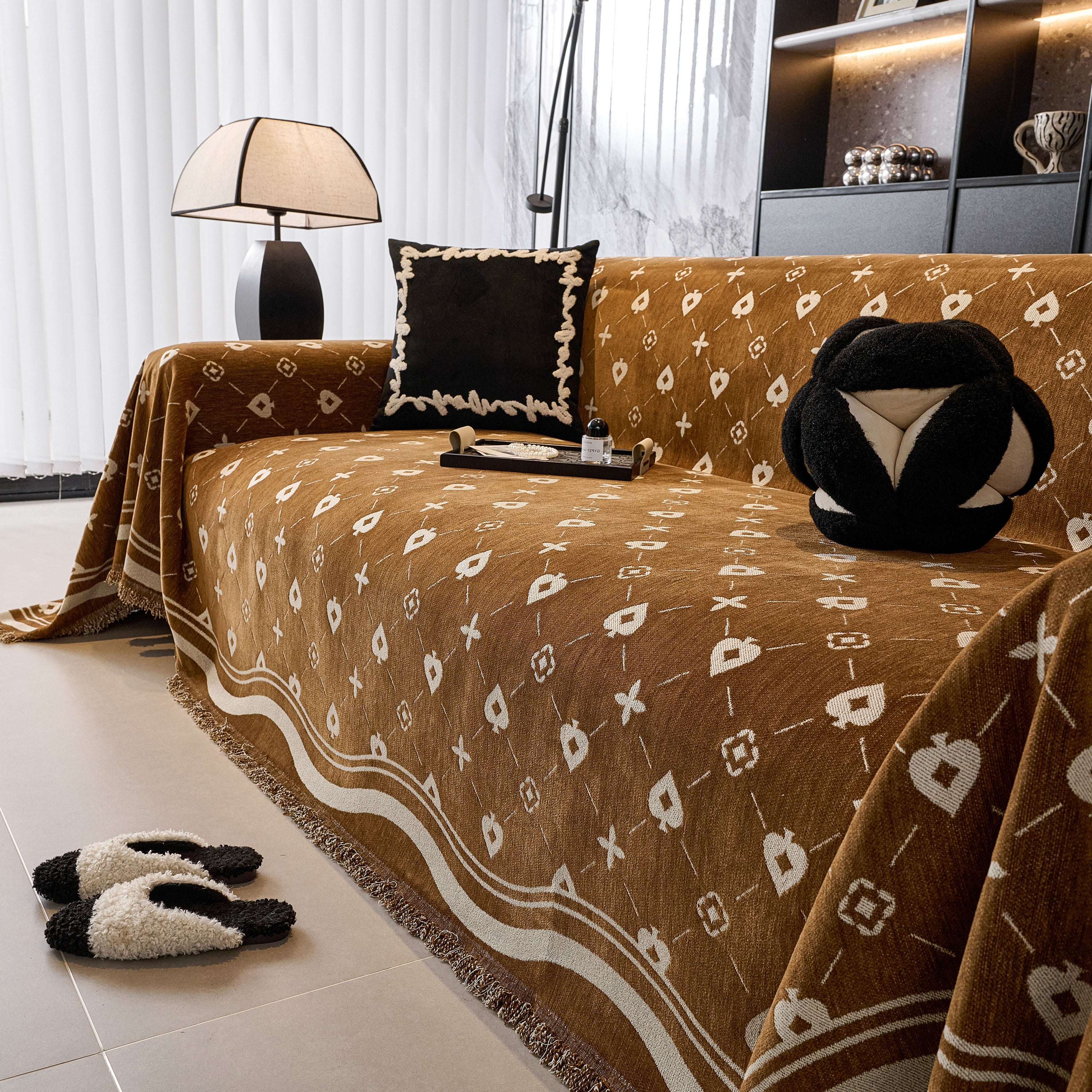 Chenille Jacquard Sofa Throw Cover Blanket, Luxury Thick Woven Couch Cover for Sofa - Image 111