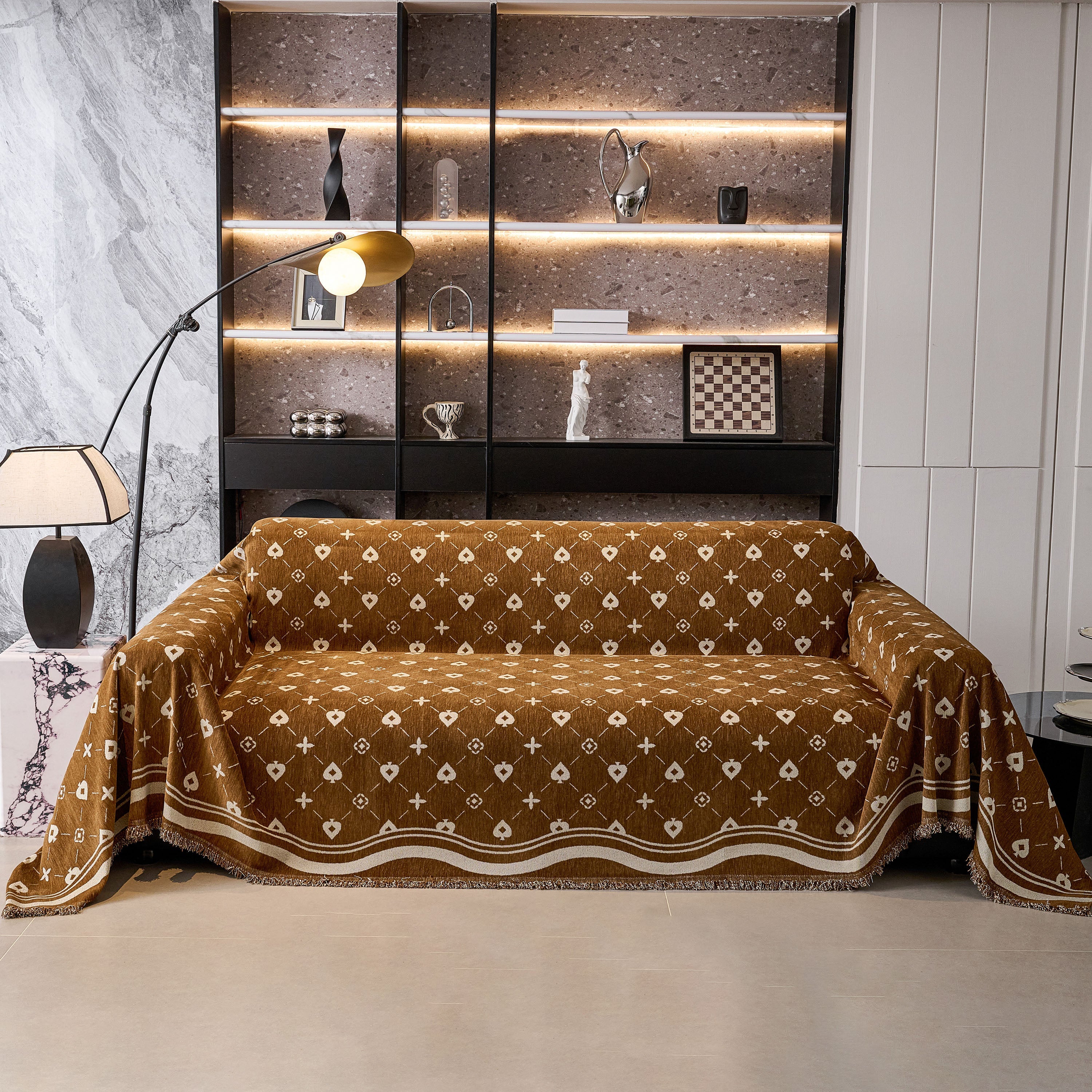 Chenille Jacquard Sofa Throw Cover Blanket, Luxury Thick Woven Couch Cover for Sofa - Image 112