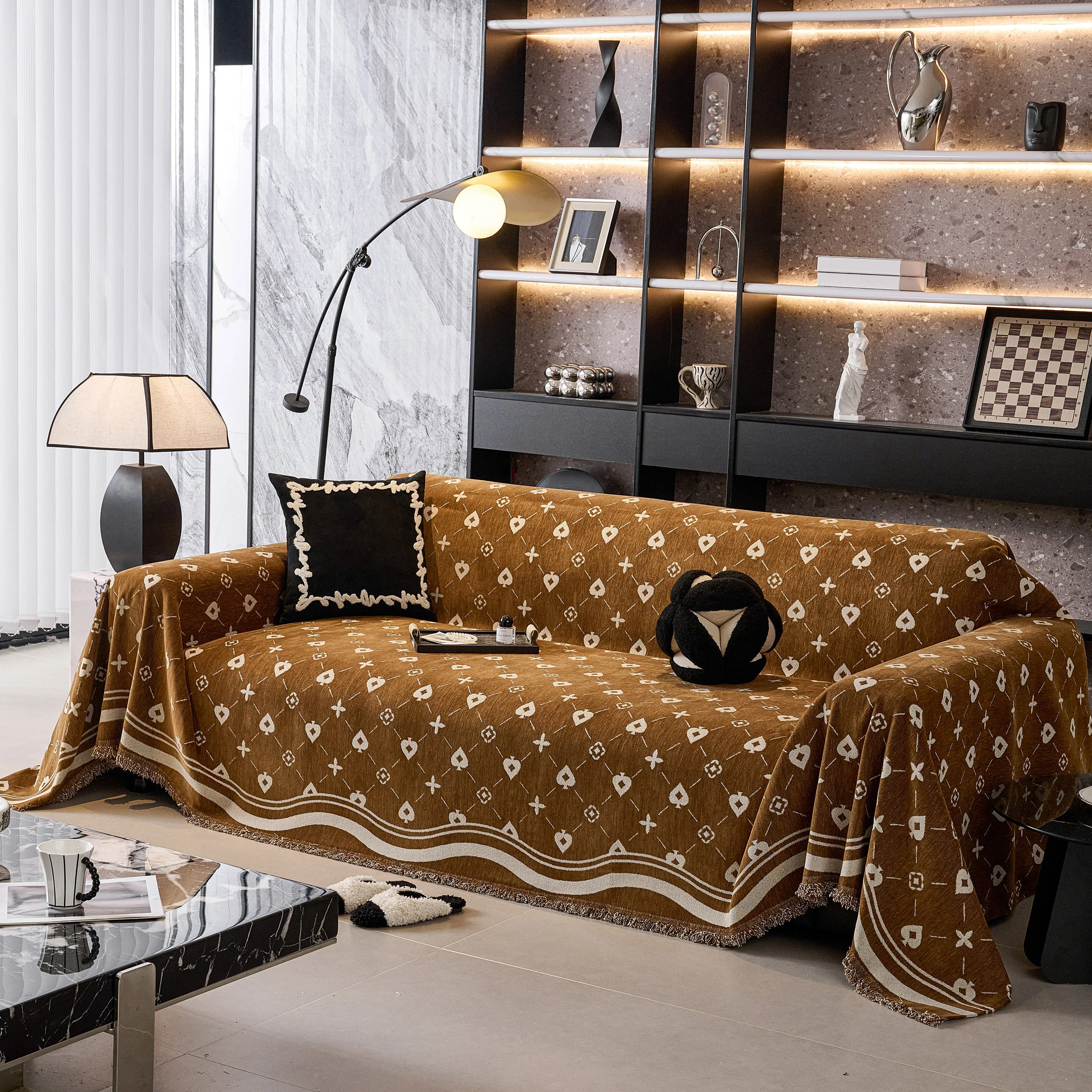 Chenille Jacquard Sofa Throw Cover Blanket, Luxury Thick Woven Couch Cover for Sofa - Image 113