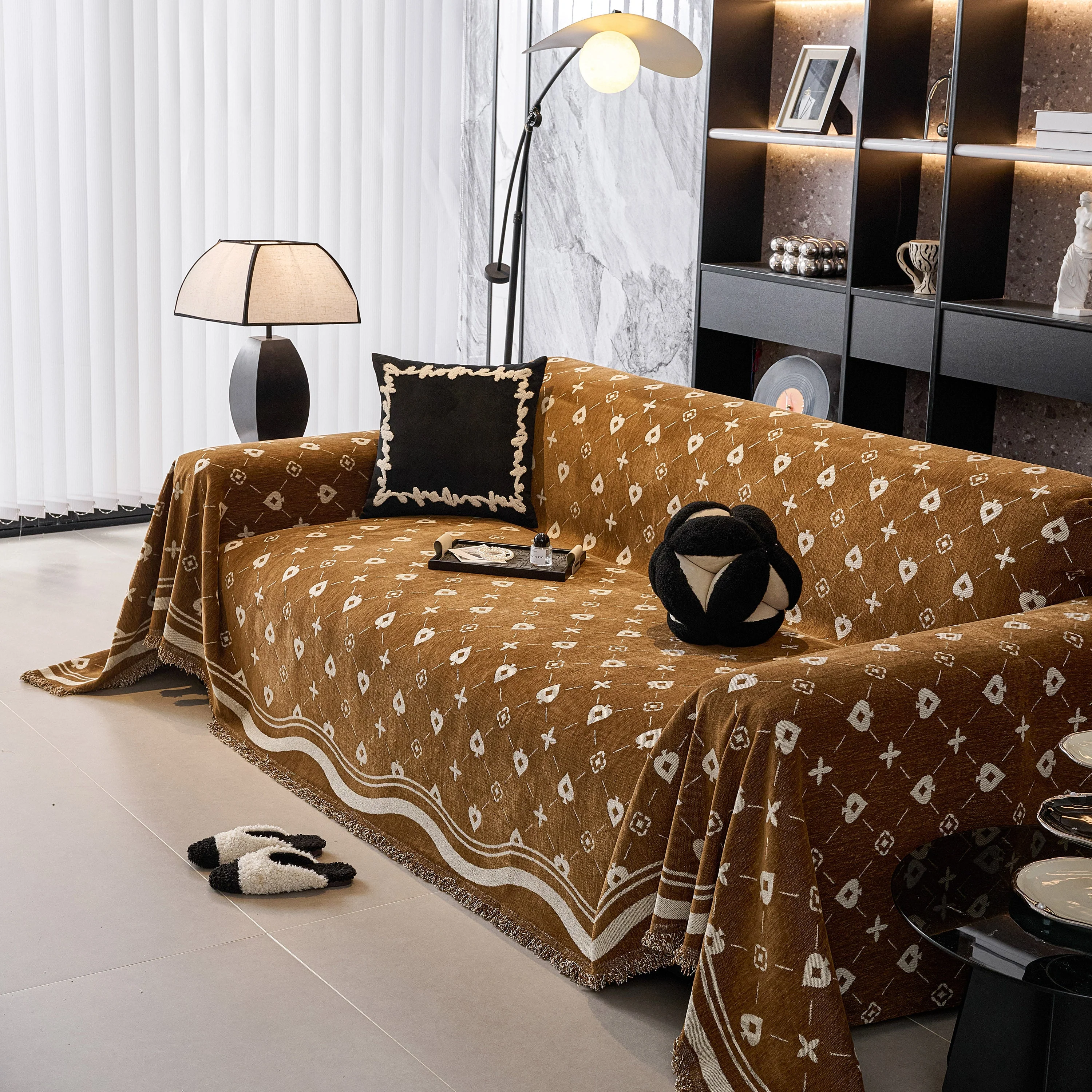 Chenille Jacquard Sofa Throw Cover Blanket, Luxury Thick Woven Couch Cover for Sofa - Image 114