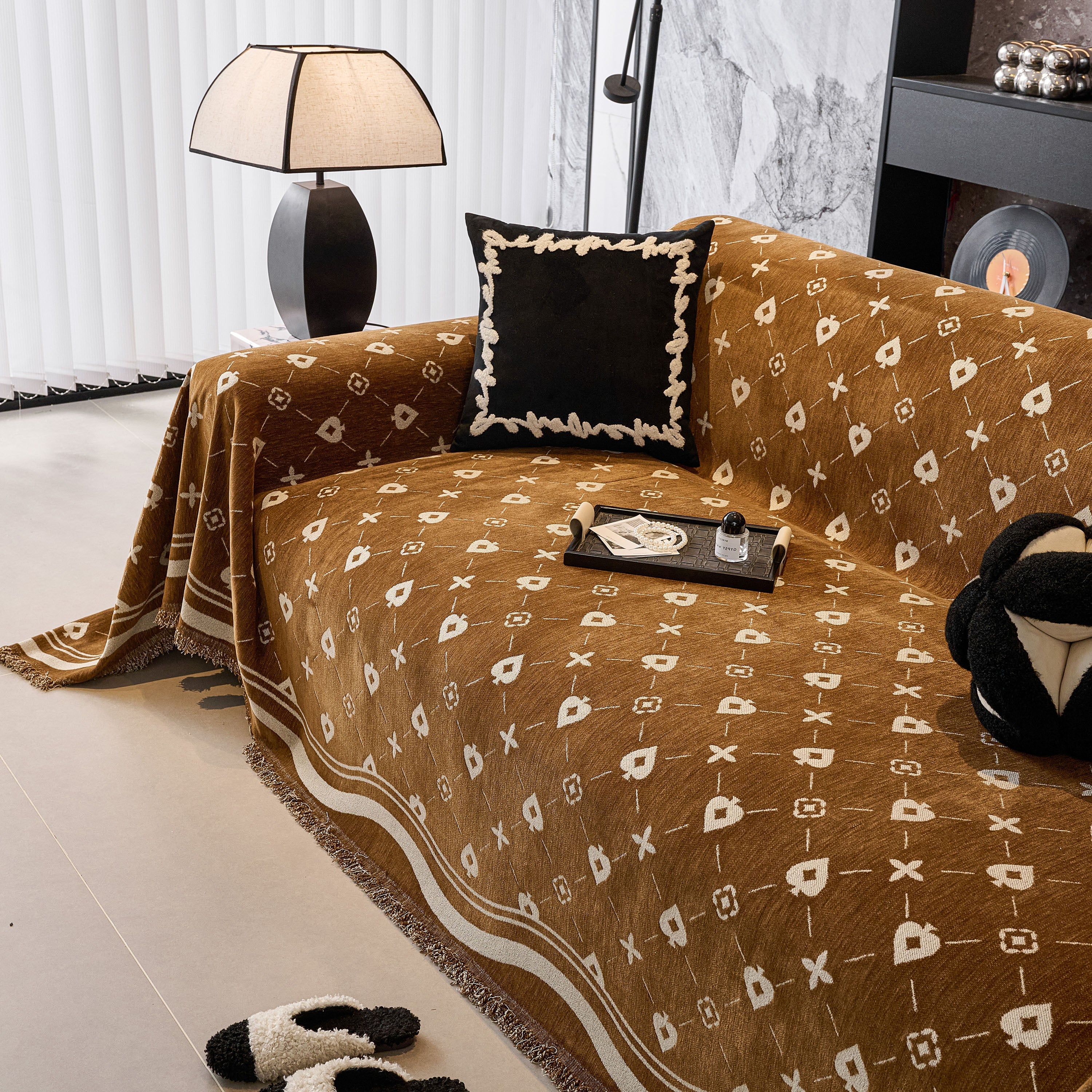 Chenille Jacquard Sofa Throw Cover Blanket, Luxury Thick Woven Couch Cover for Sofa - Image 117