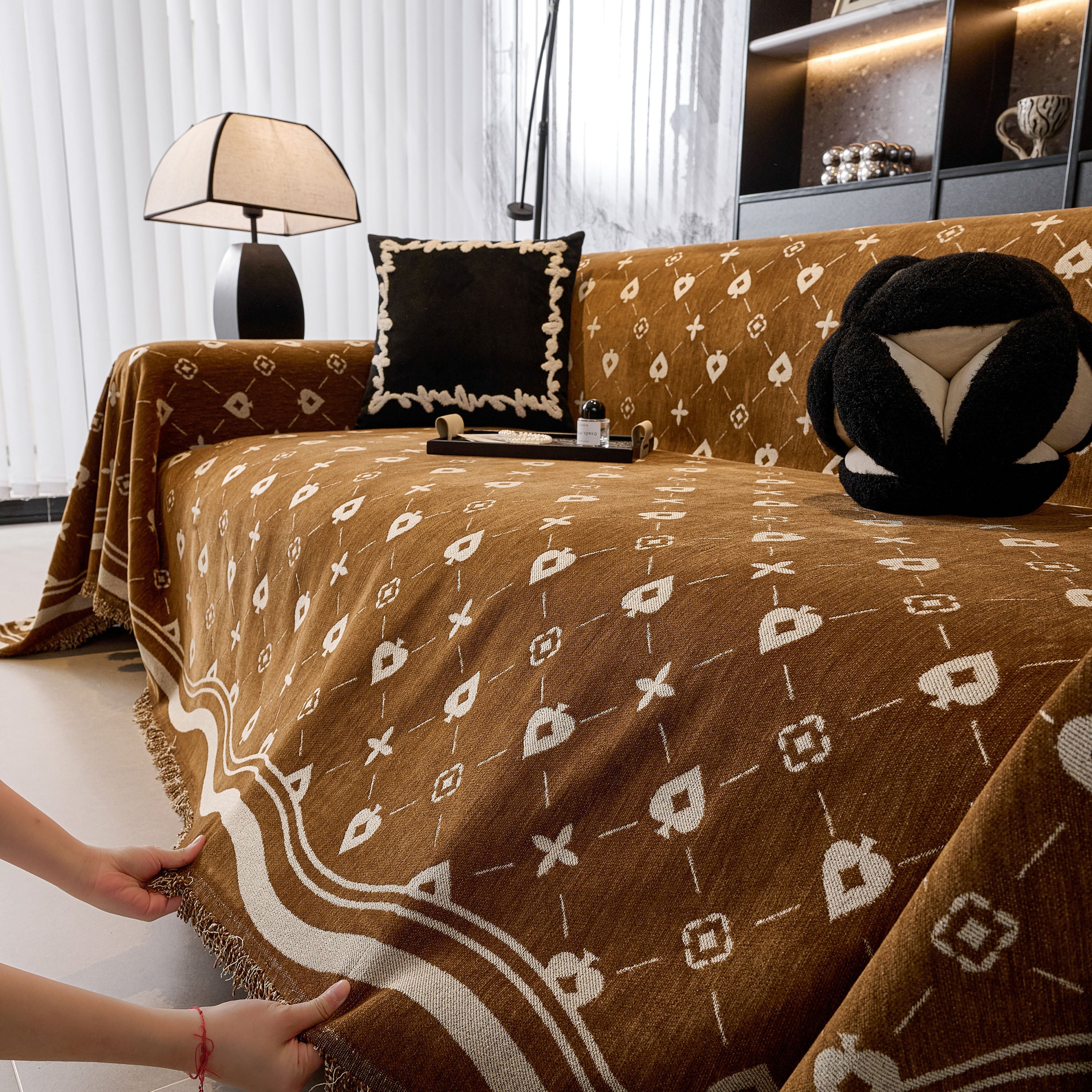 Chenille Jacquard Sofa Throw Cover Blanket, Luxury Thick Woven Couch Cover for Sofa - Image 121