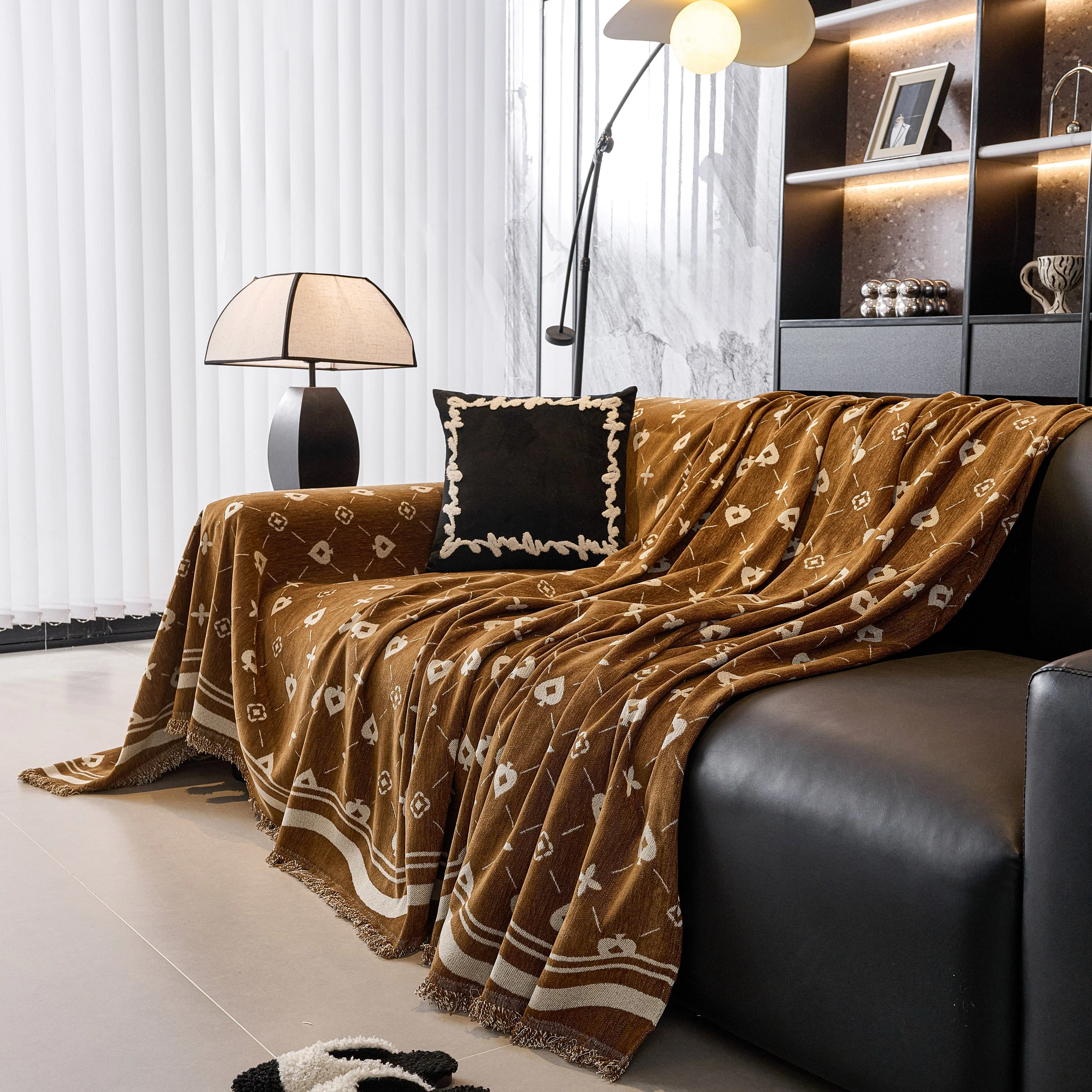 Chenille Jacquard Sofa Throw Cover Blanket, Luxury Thick Woven Couch Cover for Sofa - Image 128