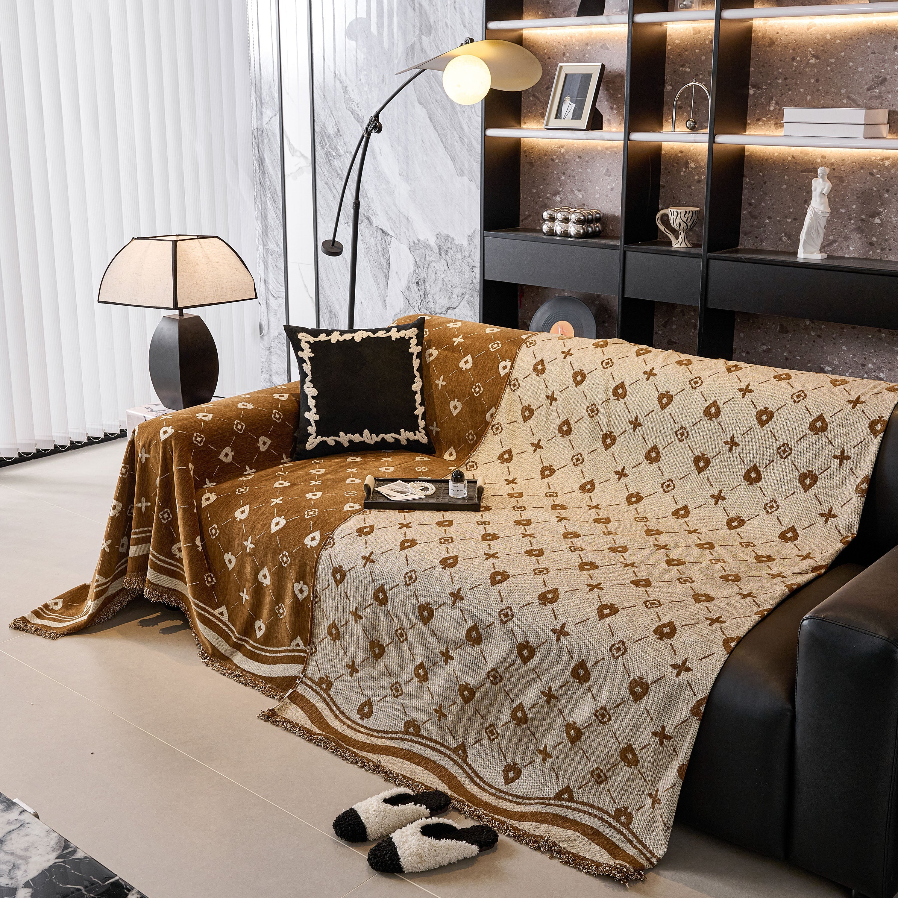 Chenille Jacquard Sofa Throw Cover Blanket, Luxury Thick Woven Couch Cover for Sofa - Image 129